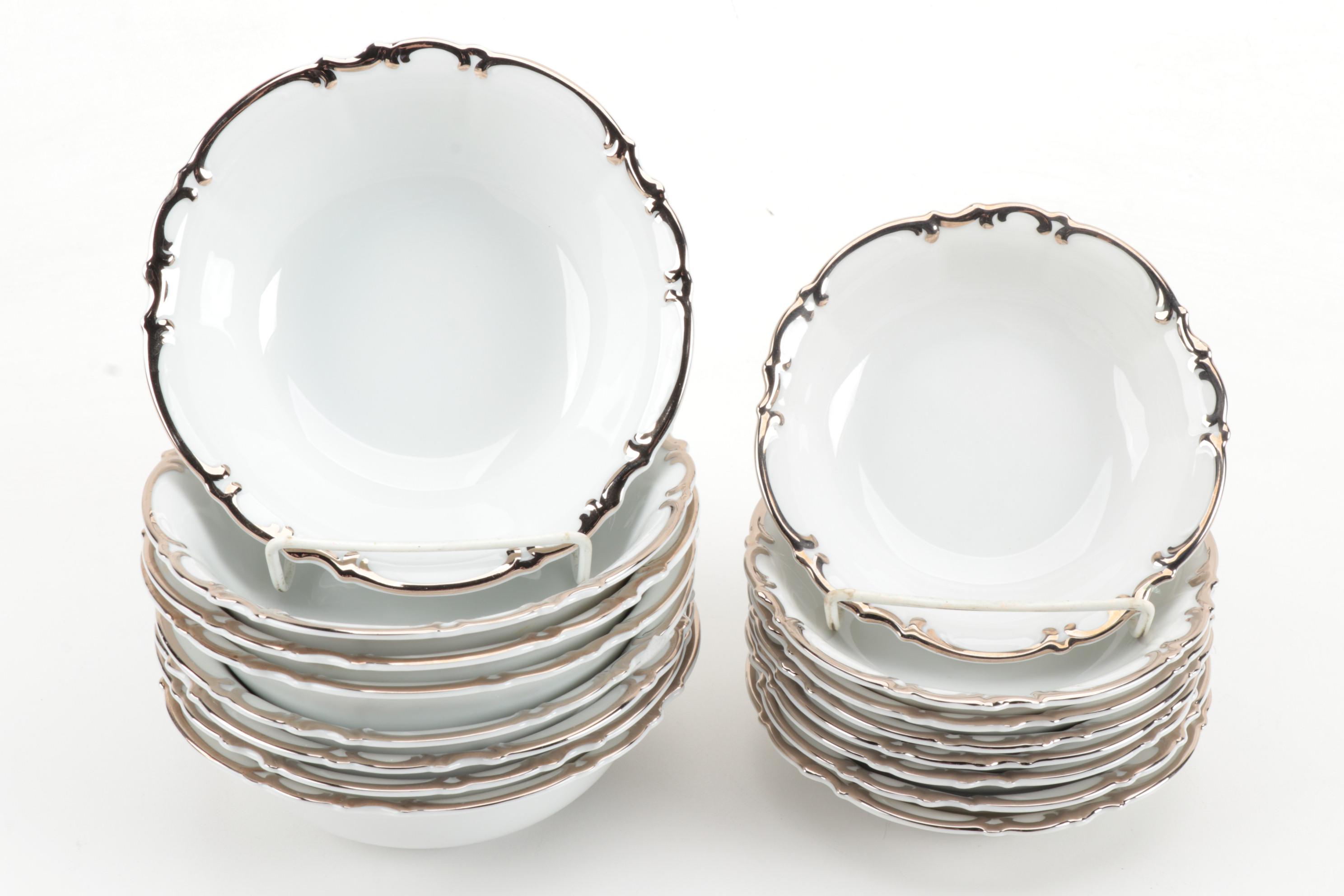 Hutschenreuther "Revere" Platinum-Trimmed Porcelain Dinnerware Service