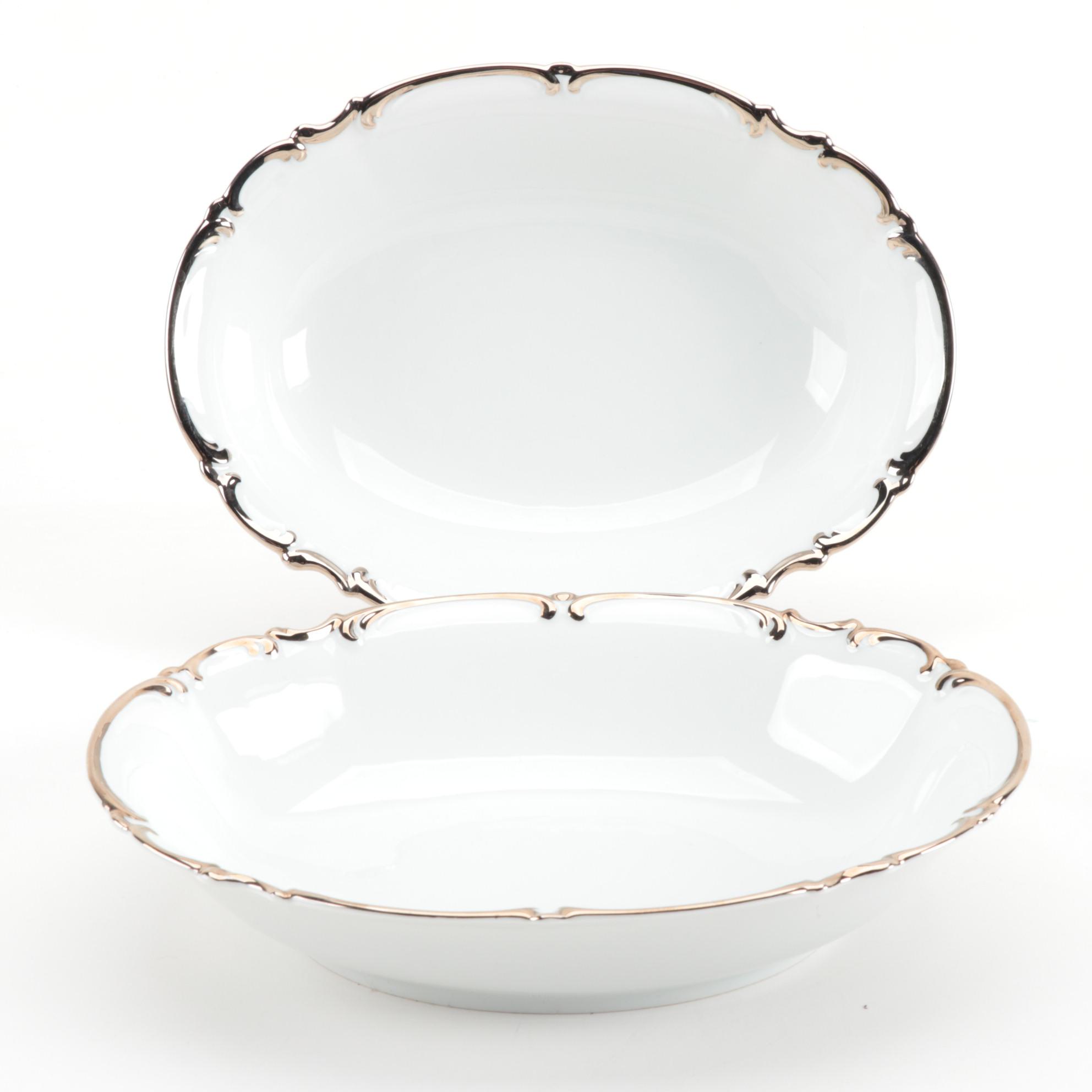 Hutschenreuther "Revere" Platinum-Trimmed Porcelain Dinnerware Service