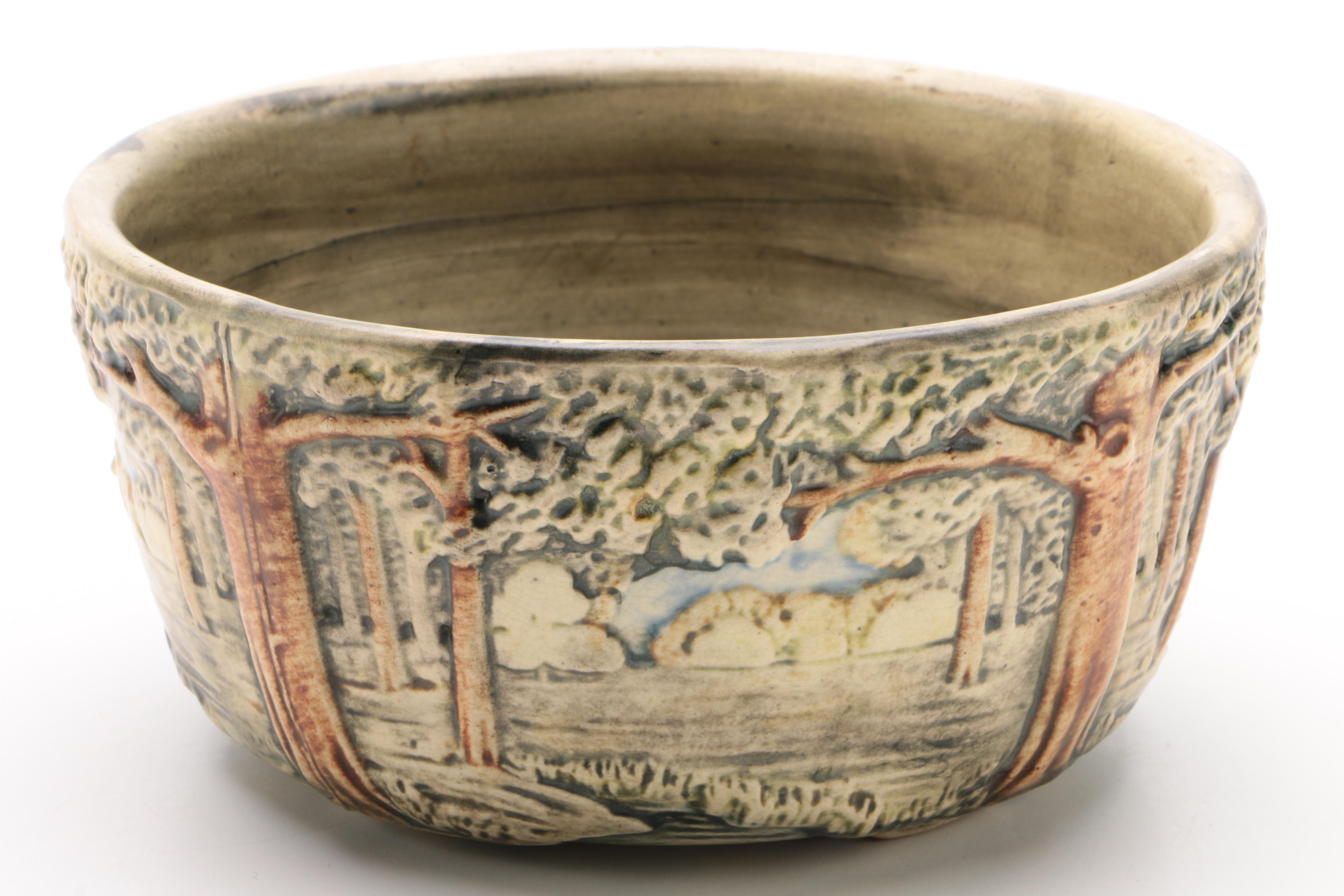 Weller Pottery "Forest" Jardiniere and Vase, Early 20th Century