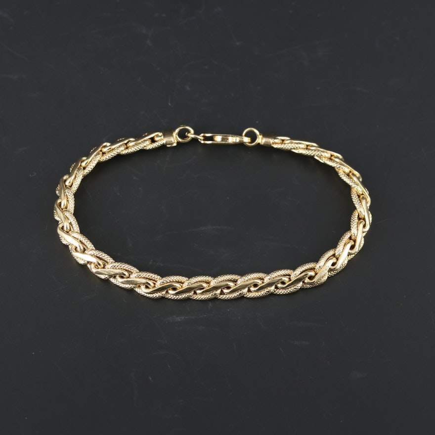 14K Yellow Gold Braided Chain Bracelet