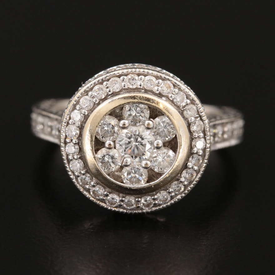 Vintage 18K White Gold 1.08 CTW Diamond Ring