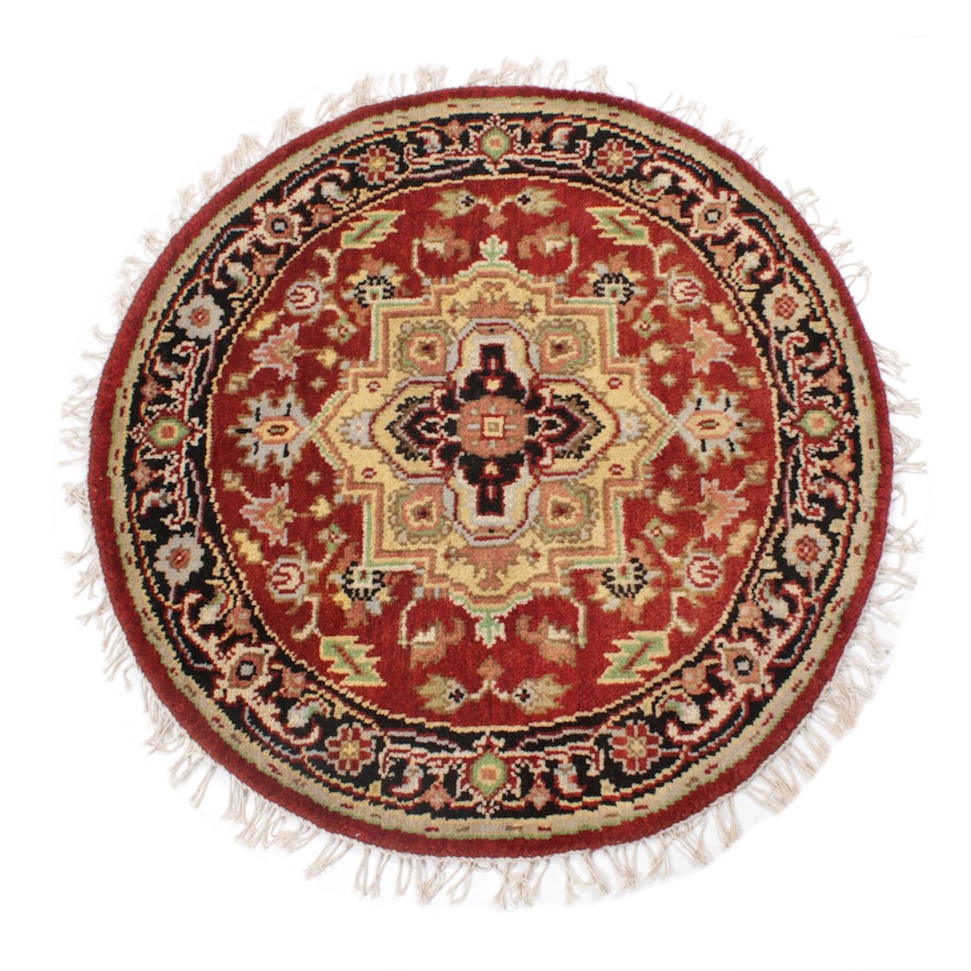 3'4 x 3'4 Hand-Knotted Indo-Persian Heriz Round Rug