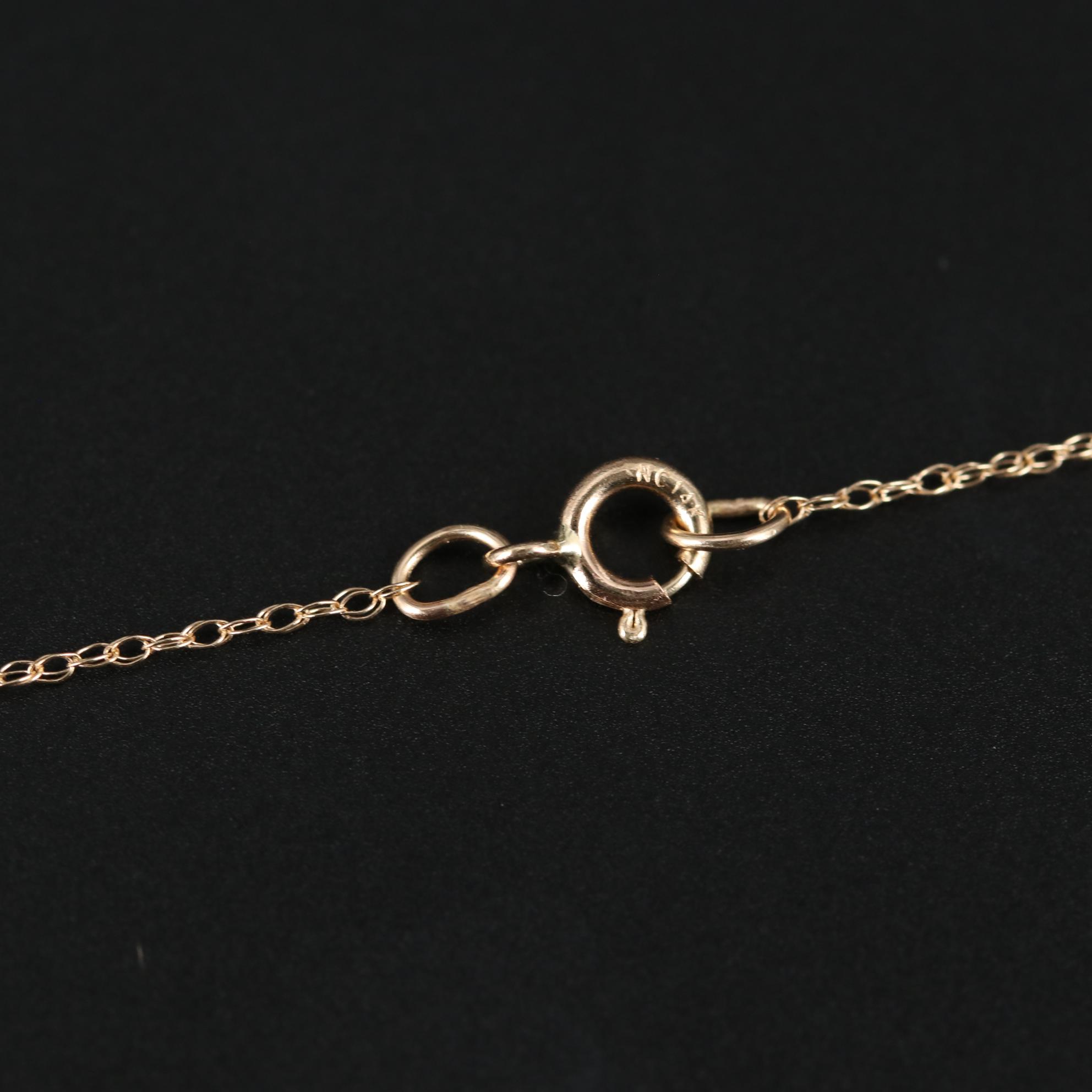 14K Yellow Gold "Lucky" Egyptian Cartouche Style Pendant Necklace