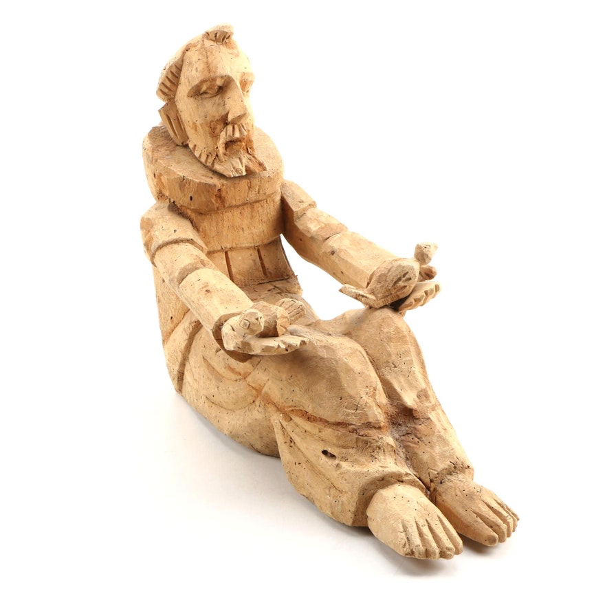 Hand Carved Wood Sculpture Depicting St. Francis of Assisi