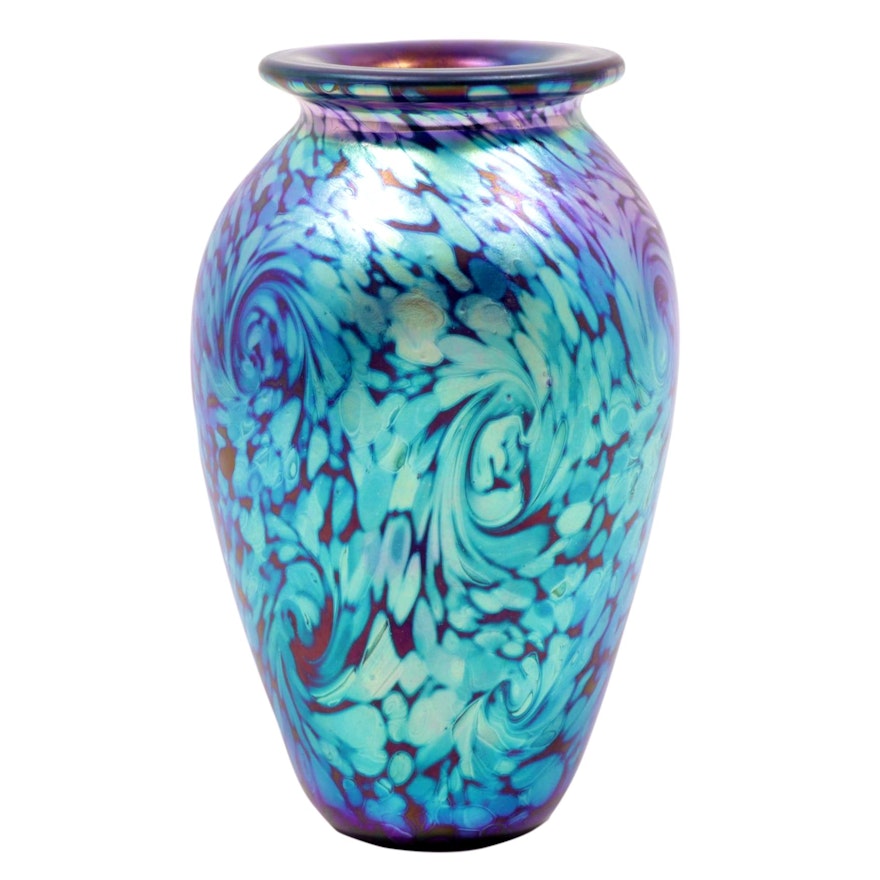Robert Eickholt "Starry Night" Hand Blown Art Glass Vase