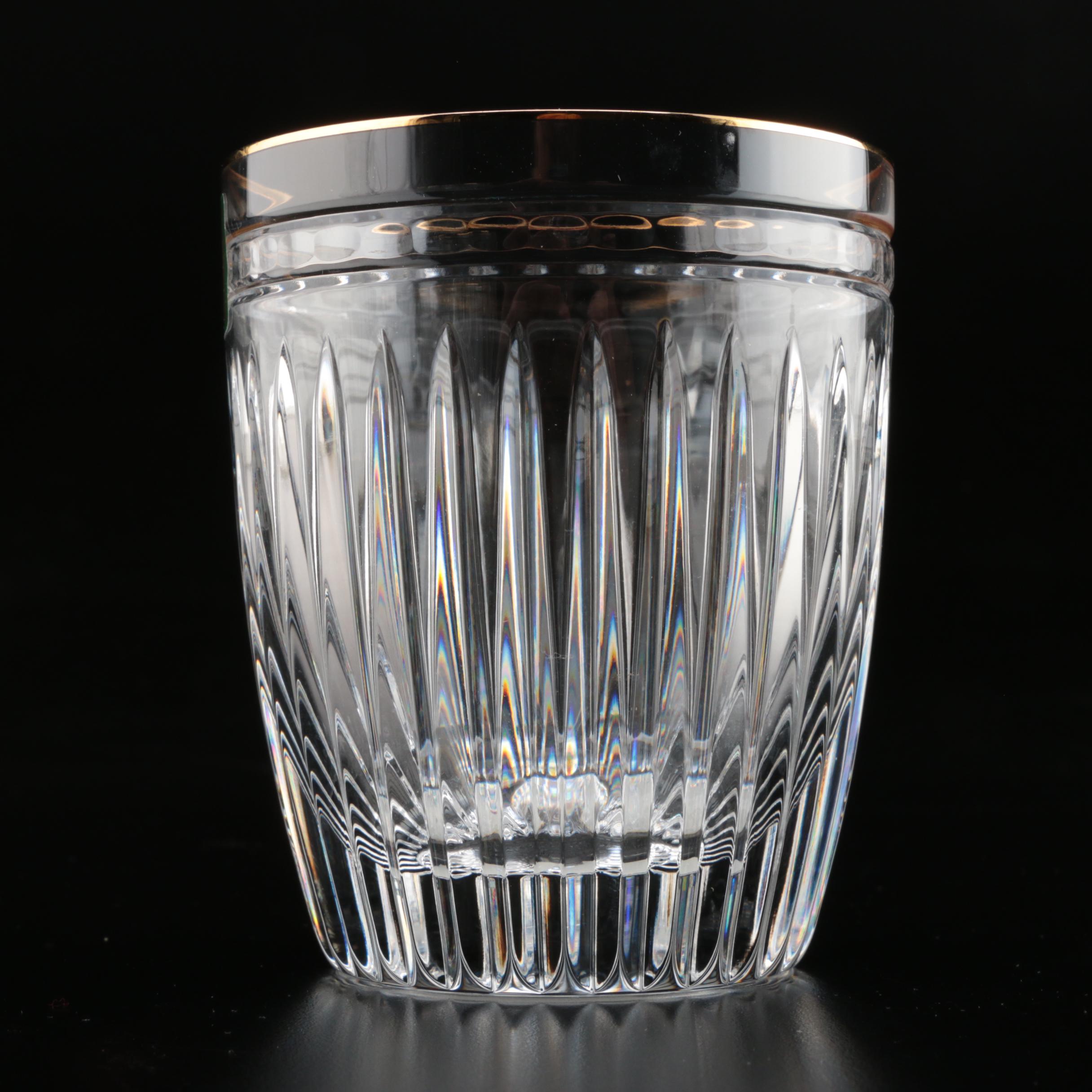 Waterford Crystal "Hanover Gold" Pitcher and Rocks Glasses