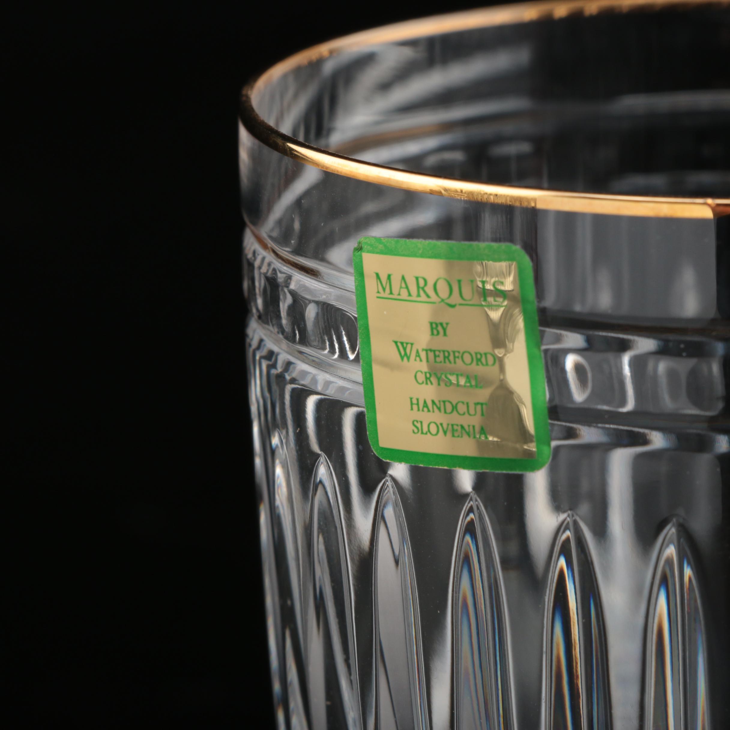 Waterford Crystal "Hanover Gold" Pitcher and Rocks Glasses