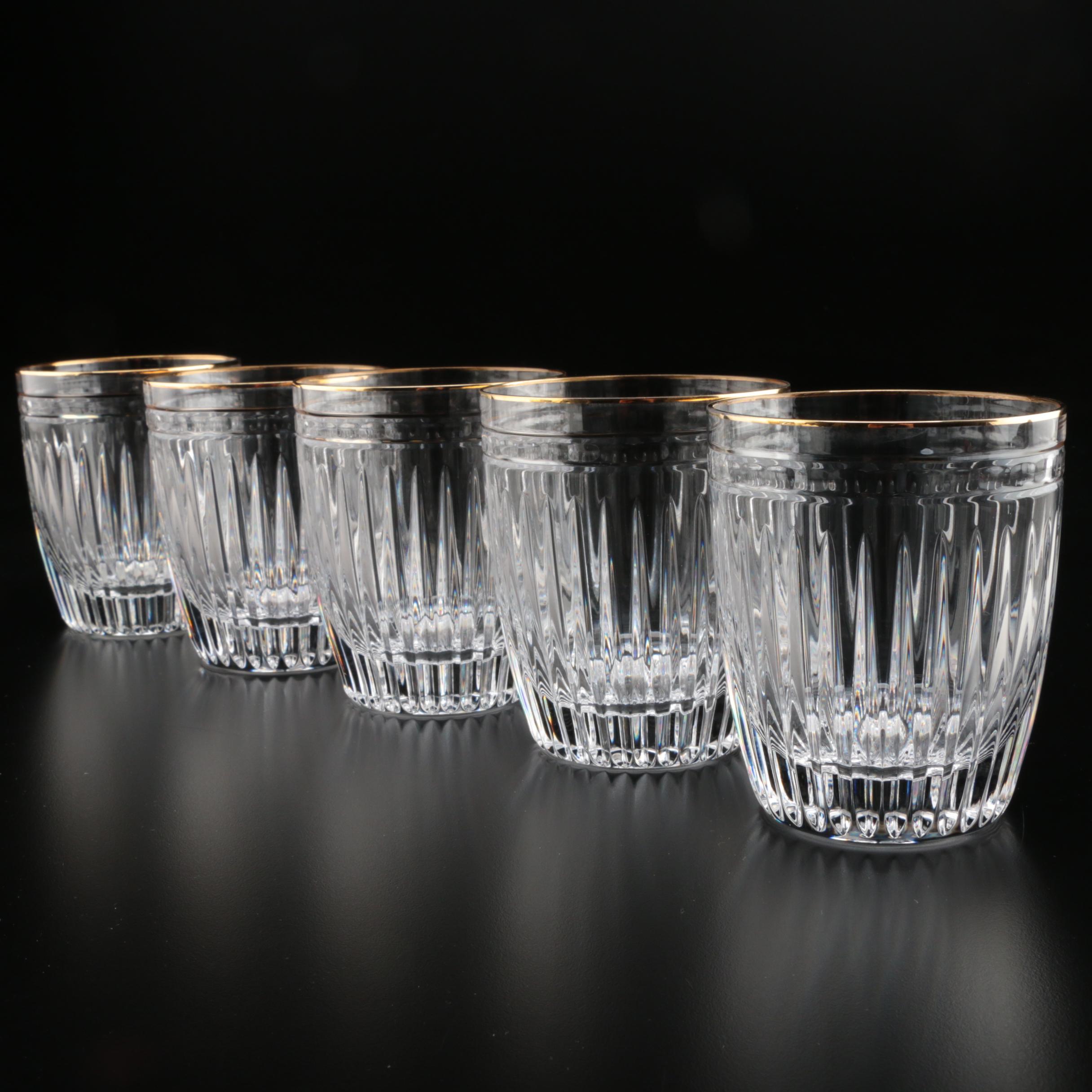 Waterford Crystal "Hanover Gold" Pitcher and Rocks Glasses