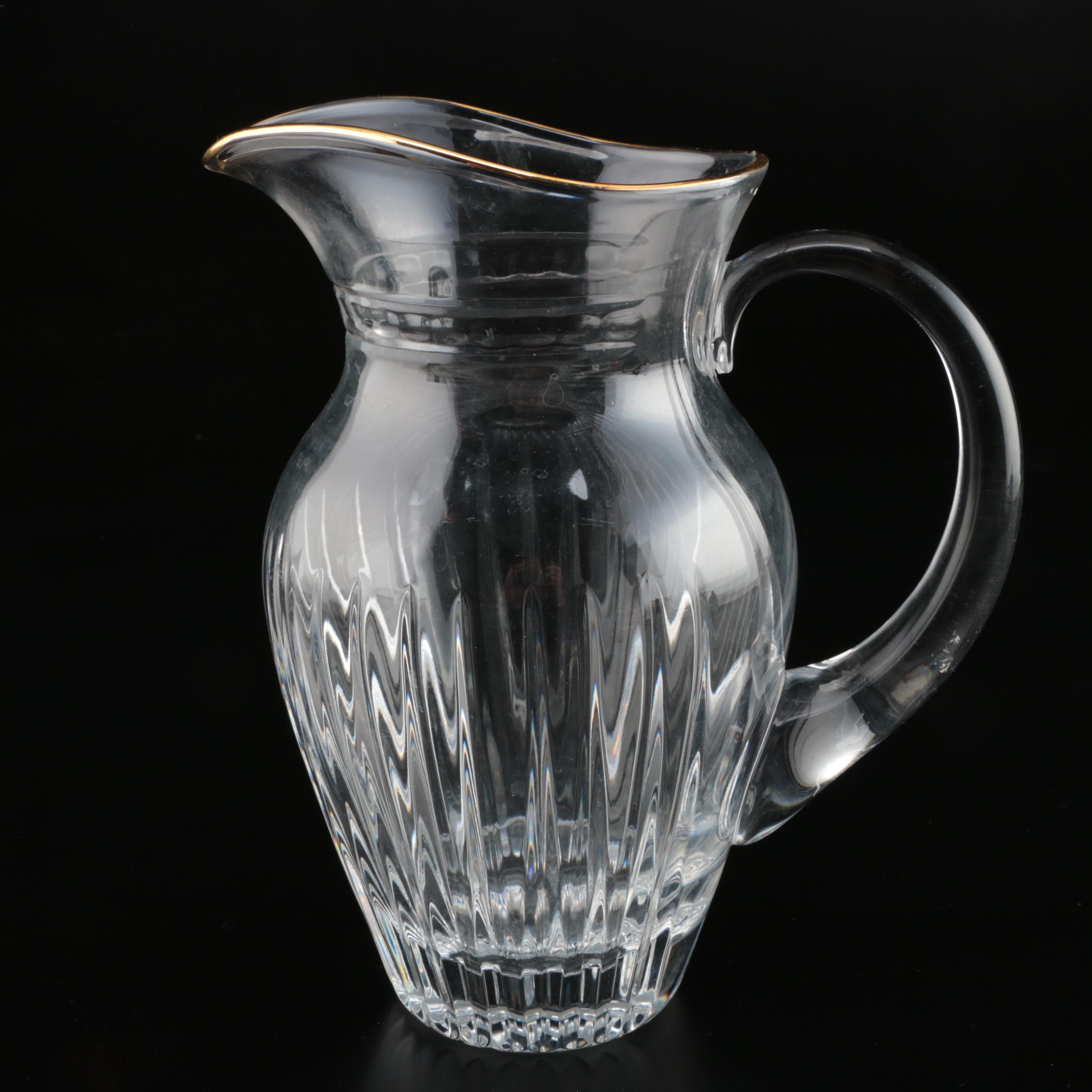 Waterford Crystal "Hanover Gold" Pitcher and Rocks Glasses