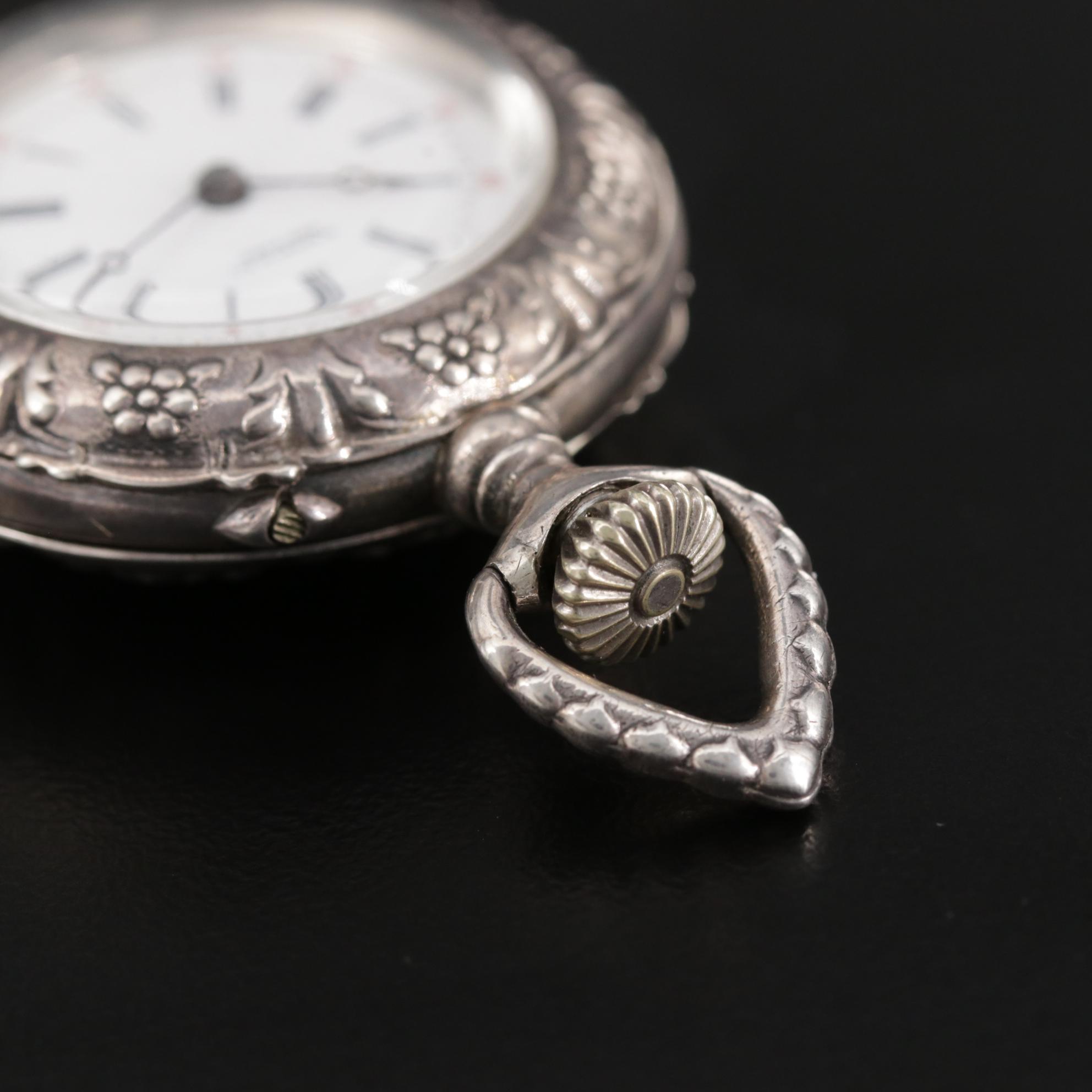 Tiffany & Co. Ornate Sterling Silver Pocket Watch