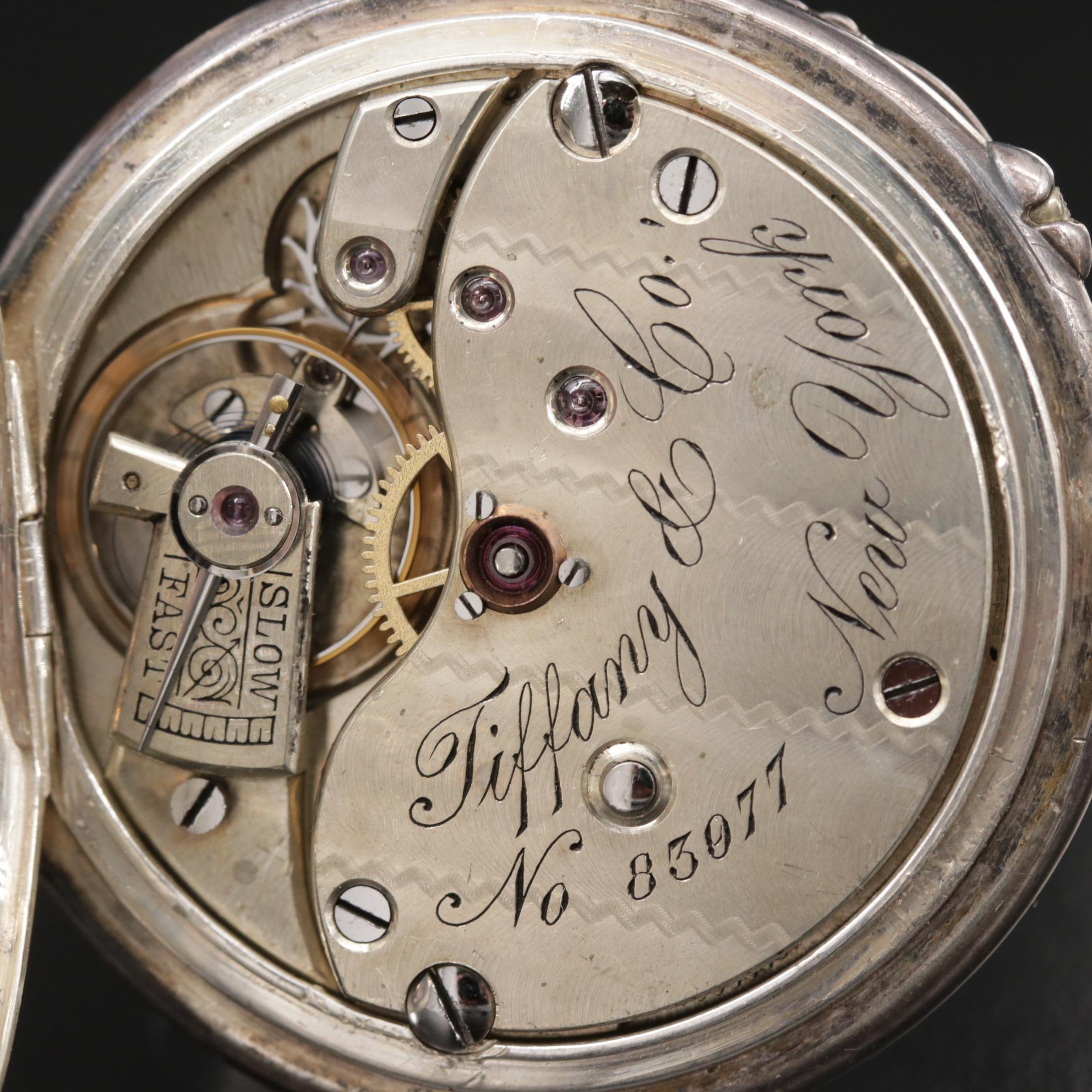 Tiffany & Co. Ornate Sterling Silver Pocket Watch