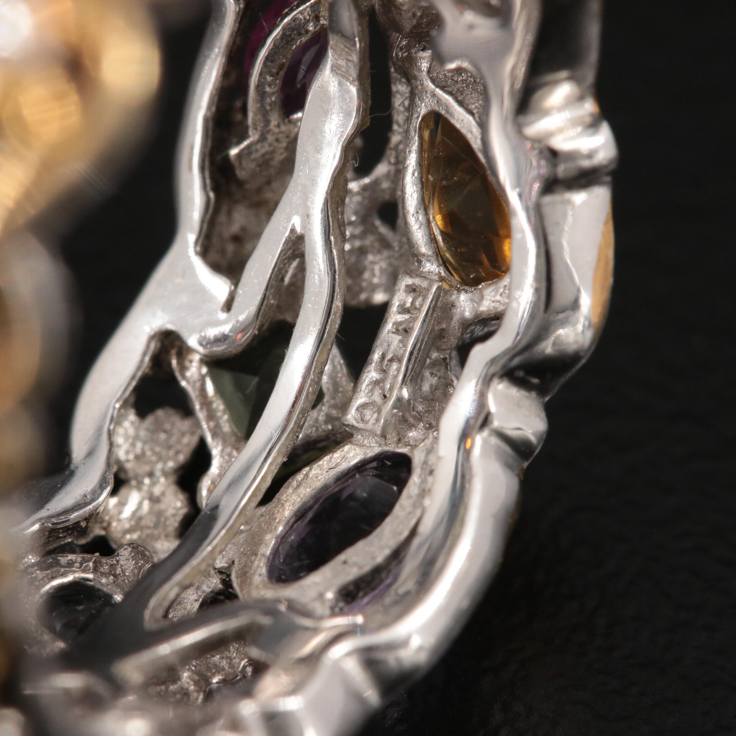Sterling Scrollwork Band with Garnet, Citrine, Amethyst, Peridot and More