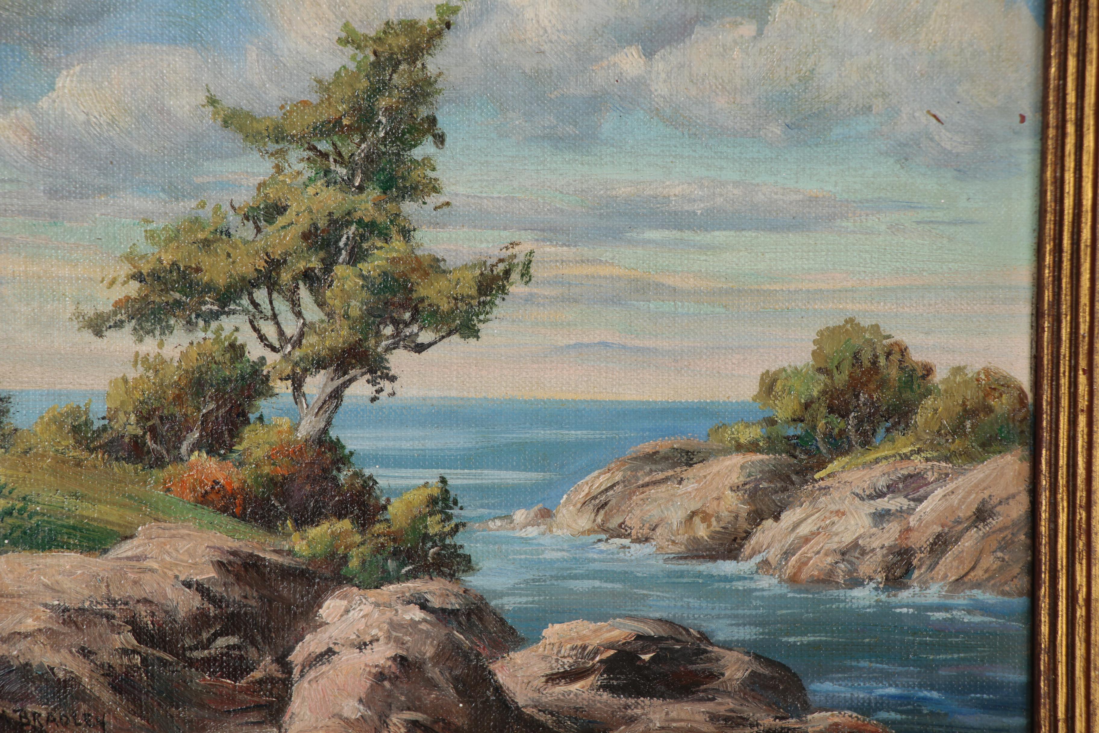 William H. Bradley Oil Painting "Trees on the Cliff", 1950