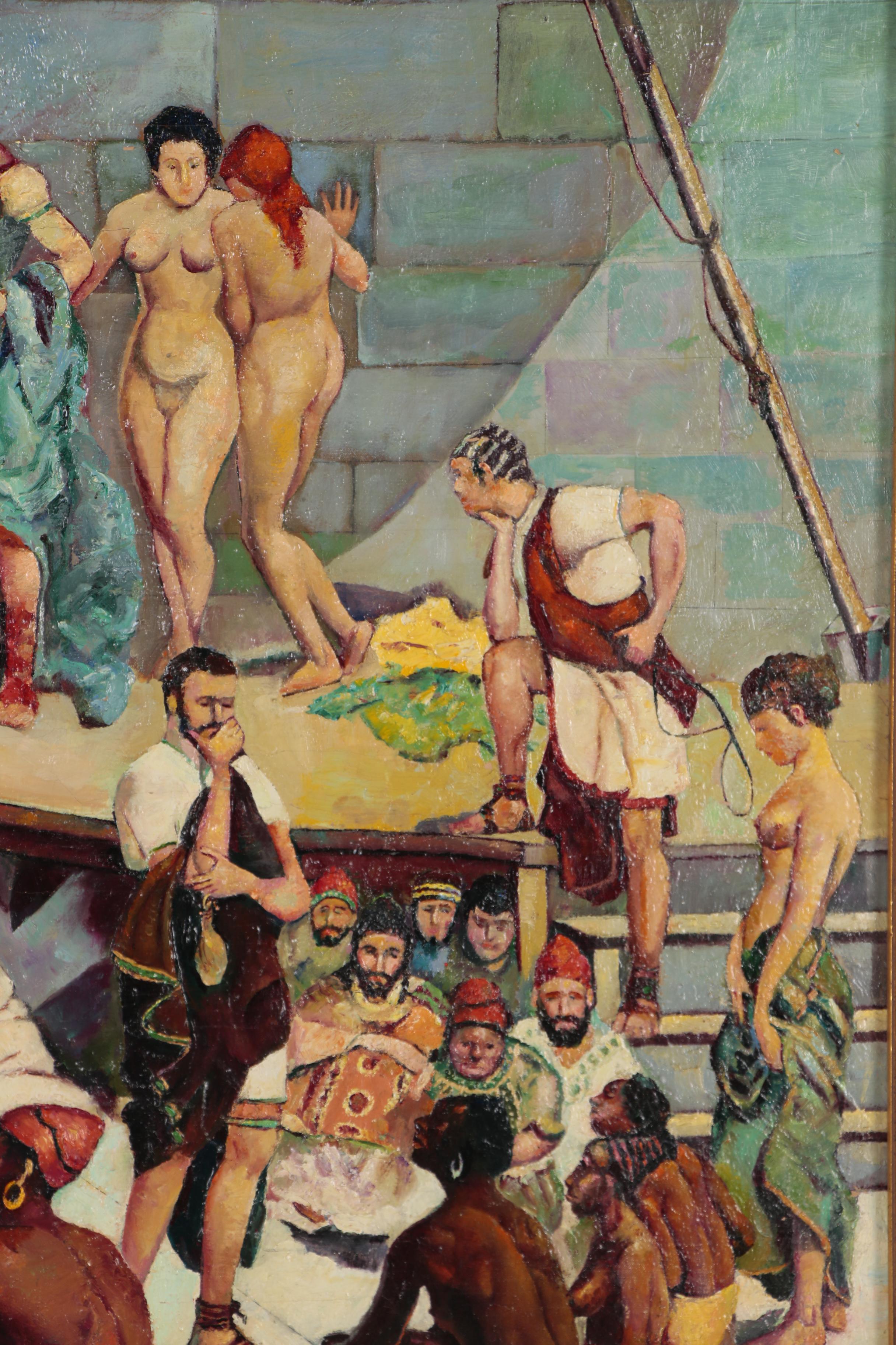 Harry J. Oshiver Orientalist Style Oil Painting after H.M. Herget