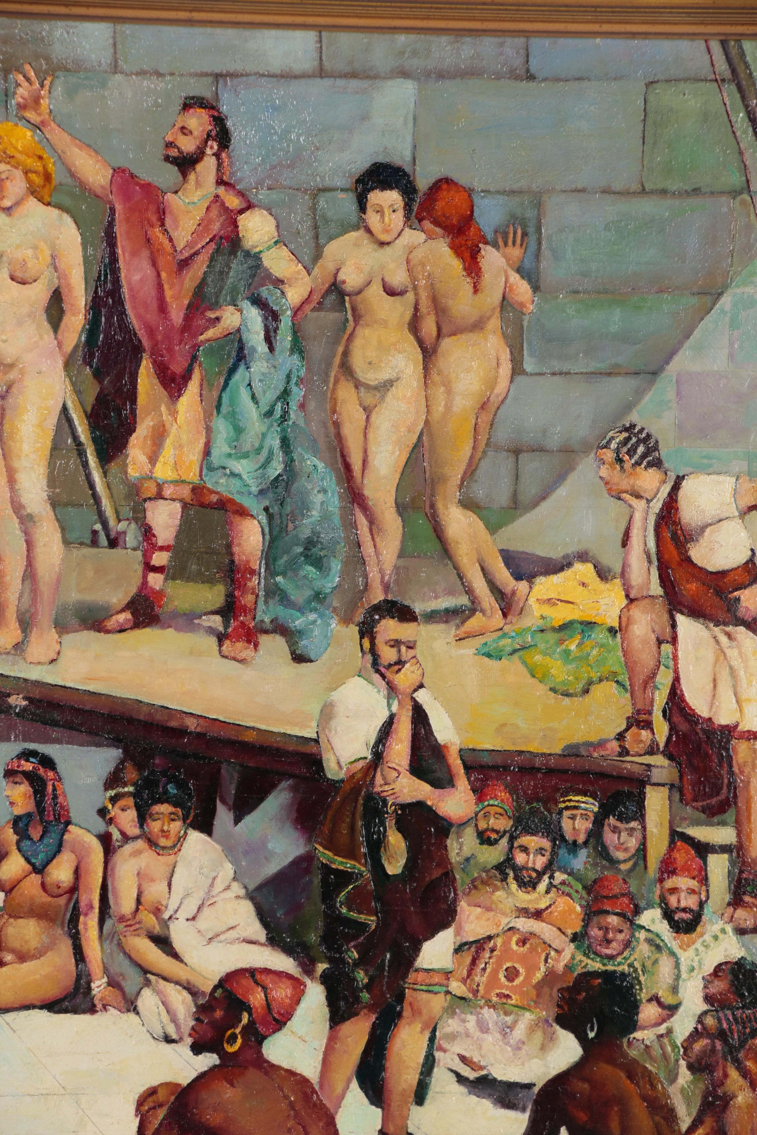 Harry J. Oshiver Orientalist Style Oil Painting after H.M. Herget