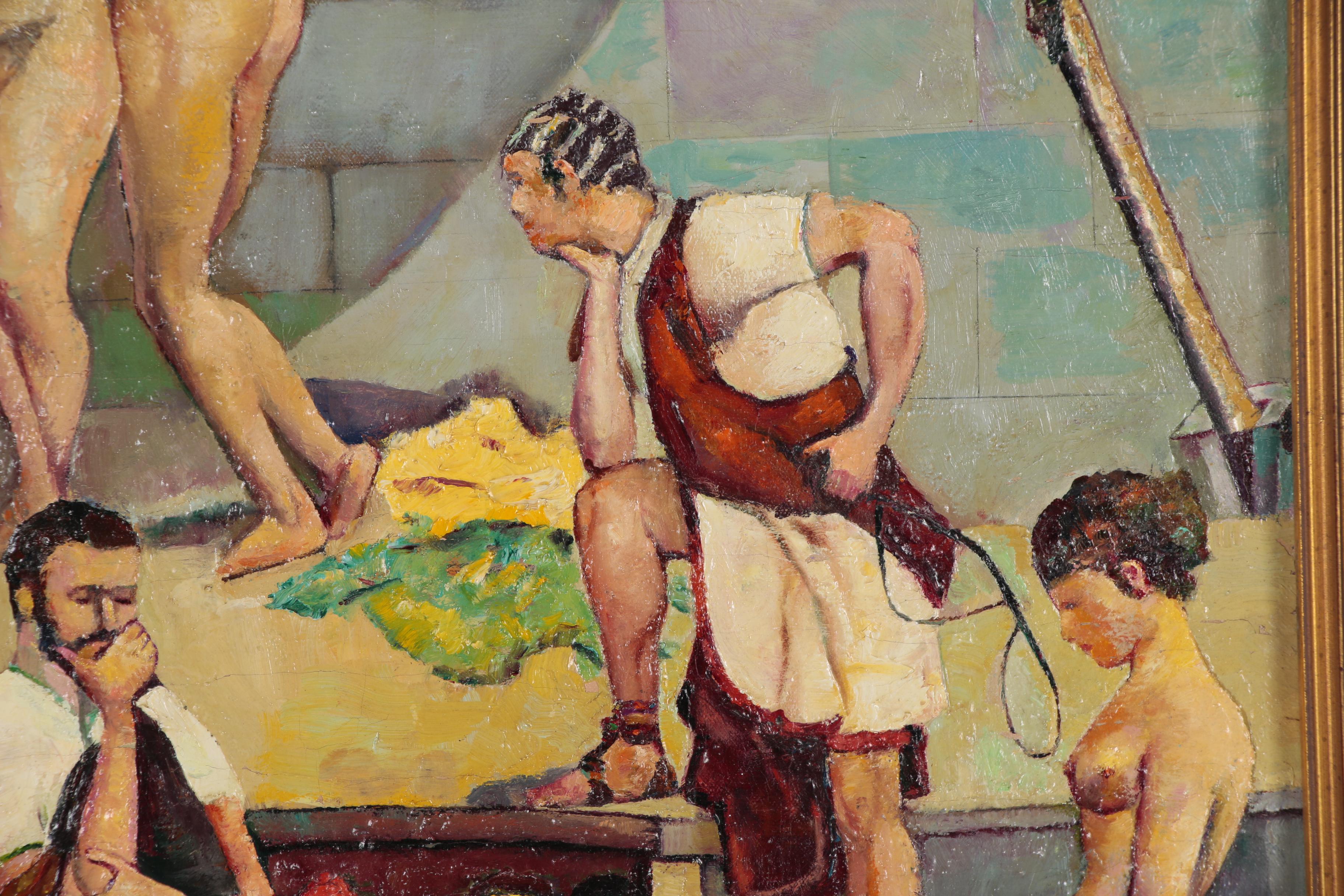 Harry J. Oshiver Orientalist Style Oil Painting after H.M. Herget