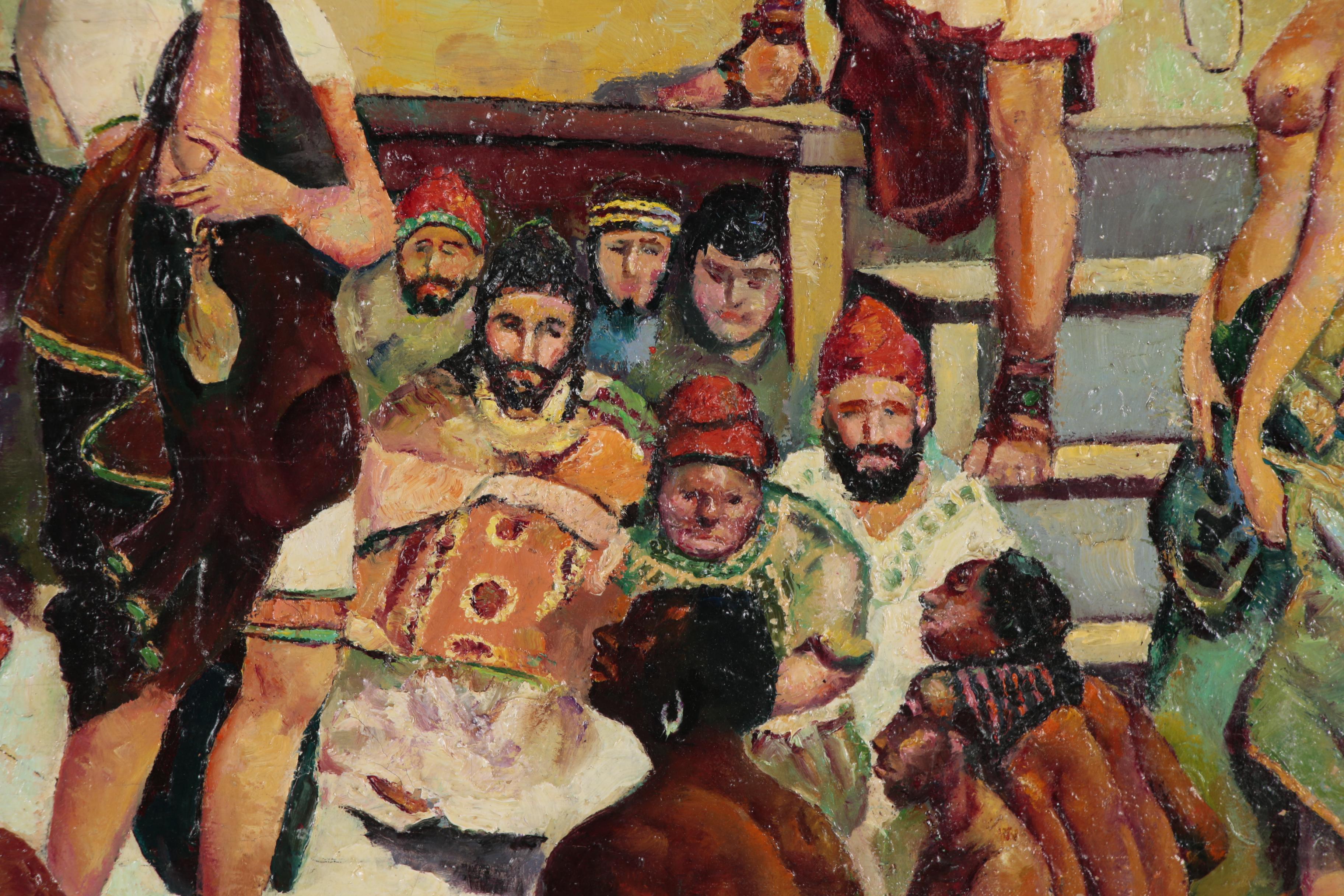 Harry J. Oshiver Orientalist Style Oil Painting after H.M. Herget