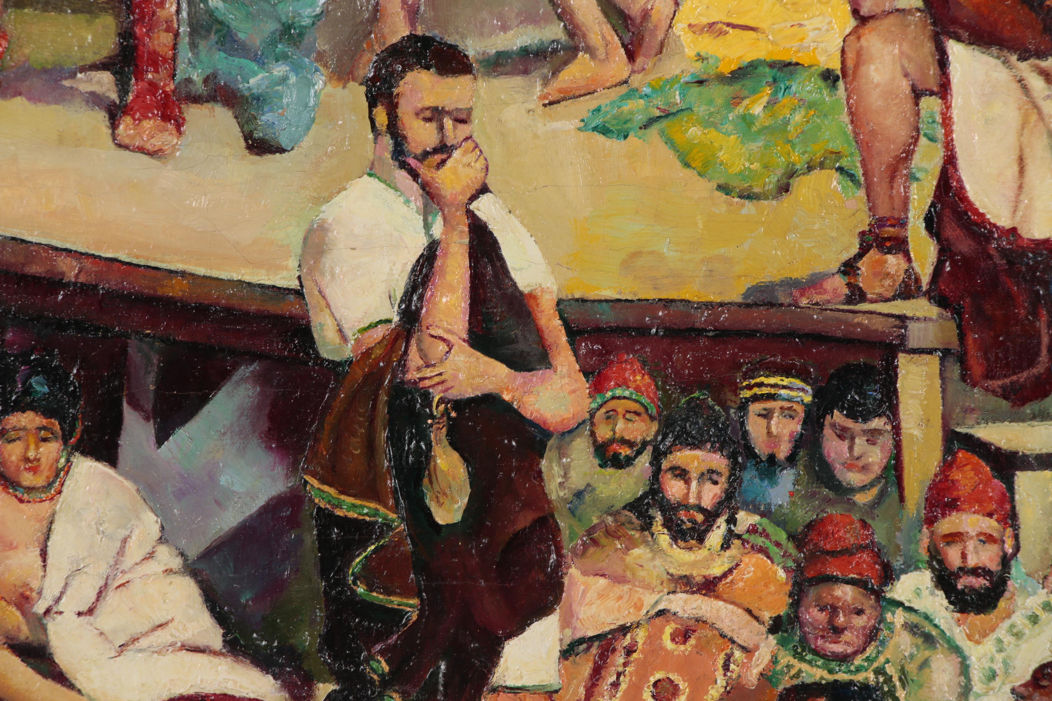 Harry J. Oshiver Orientalist Style Oil Painting after H.M. Herget