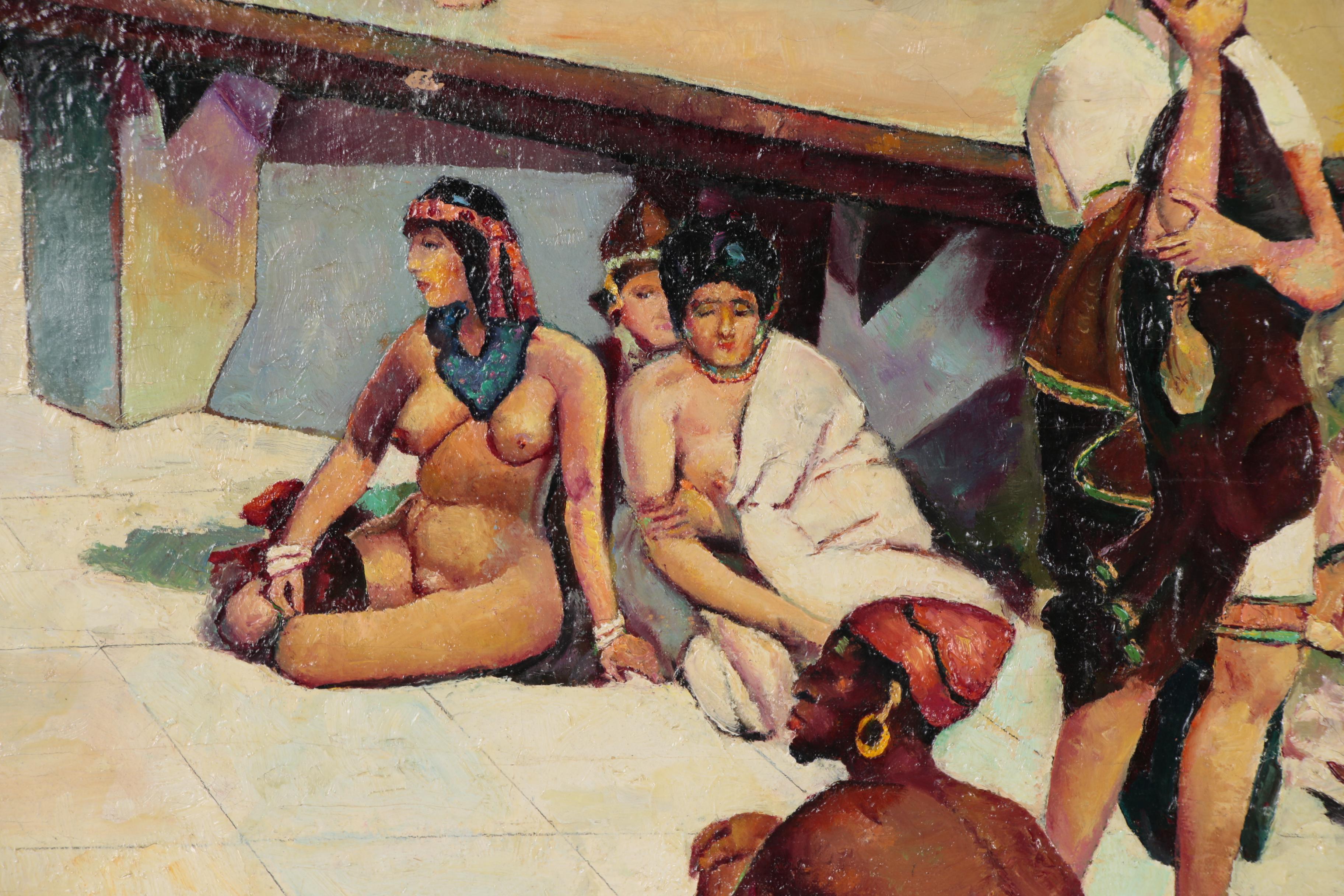 Harry J. Oshiver Orientalist Style Oil Painting after H.M. Herget