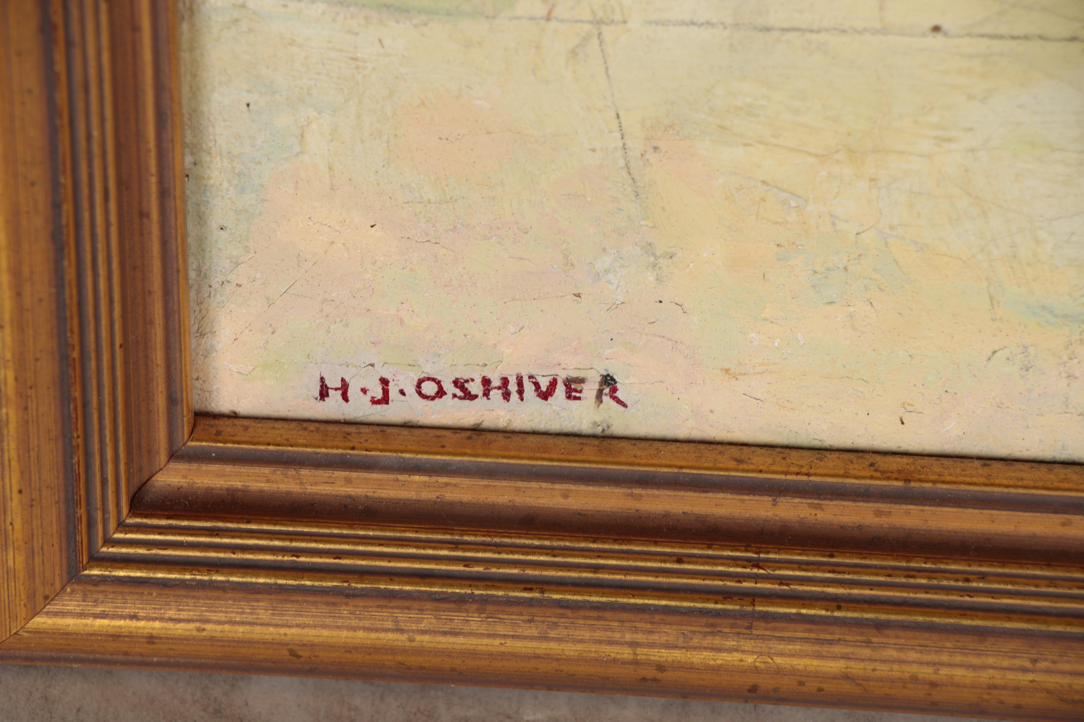 Harry J. Oshiver Orientalist Style Oil Painting after H.M. Herget