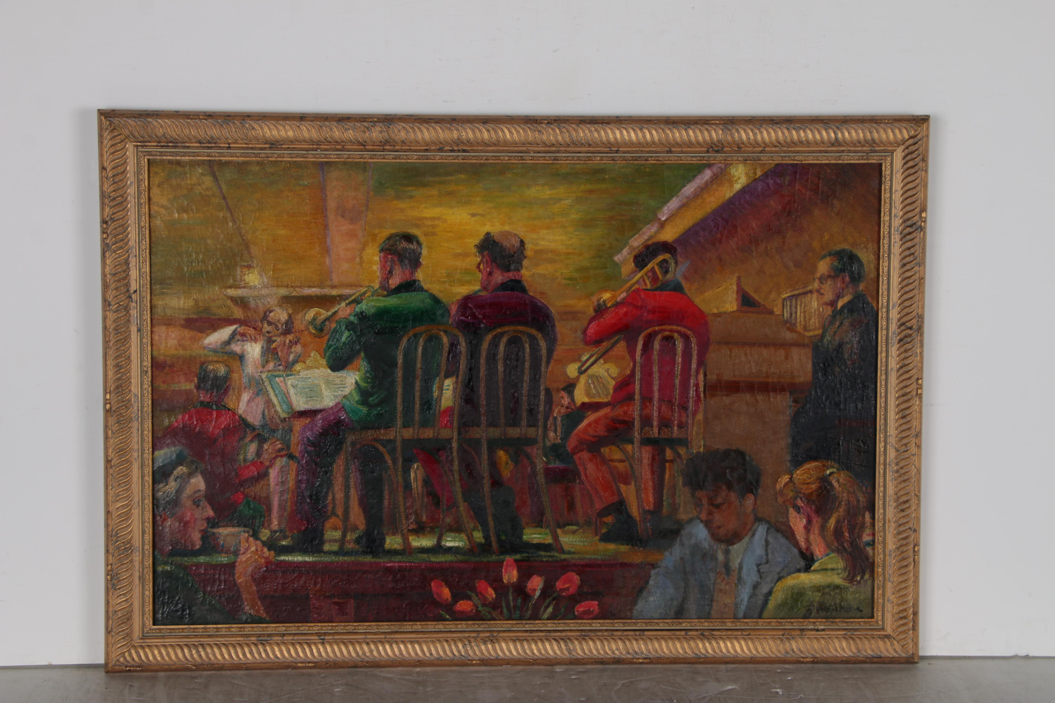 Russell Reeve Oil Painting of Night Club Band