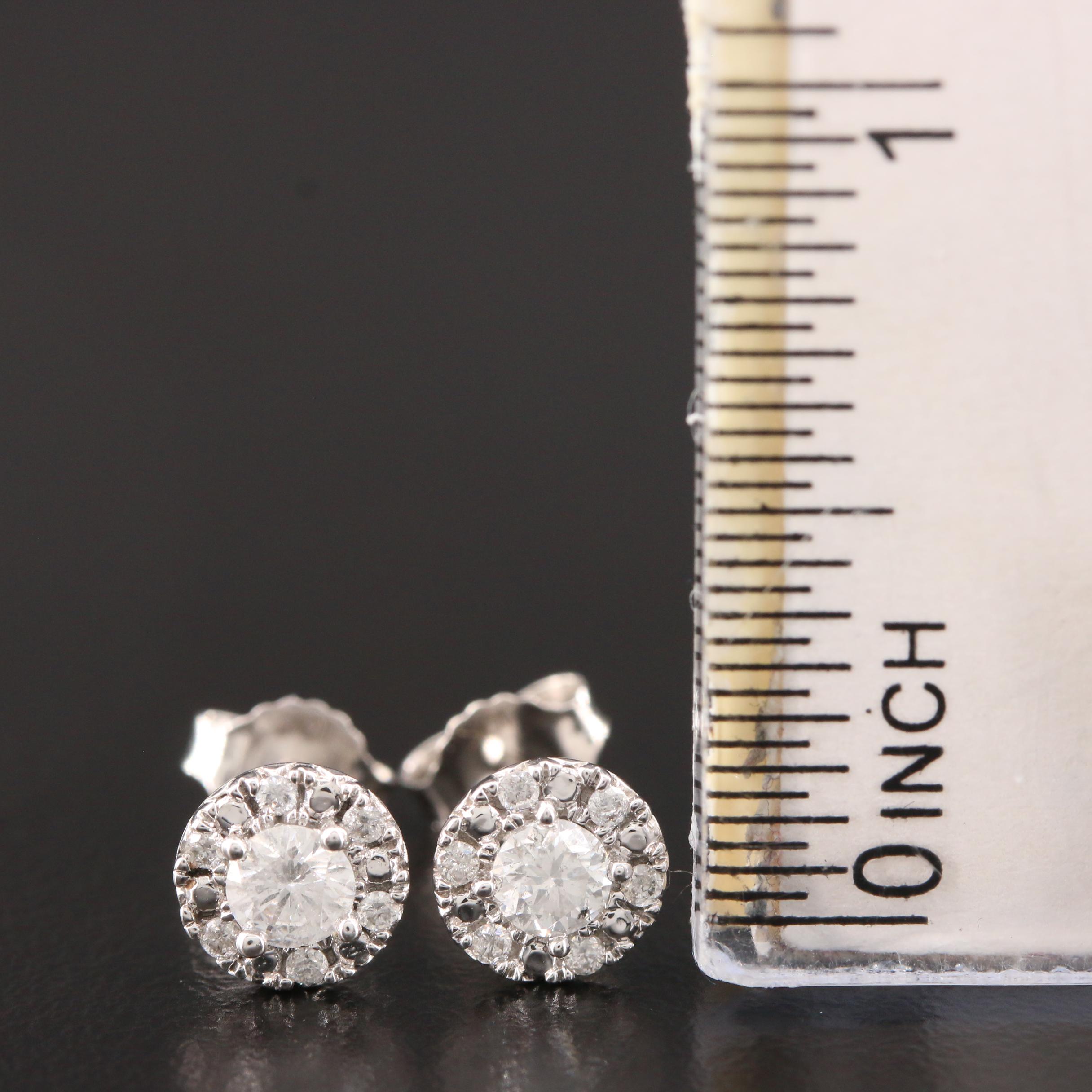 10K White Gold Diamond Stud Earrings