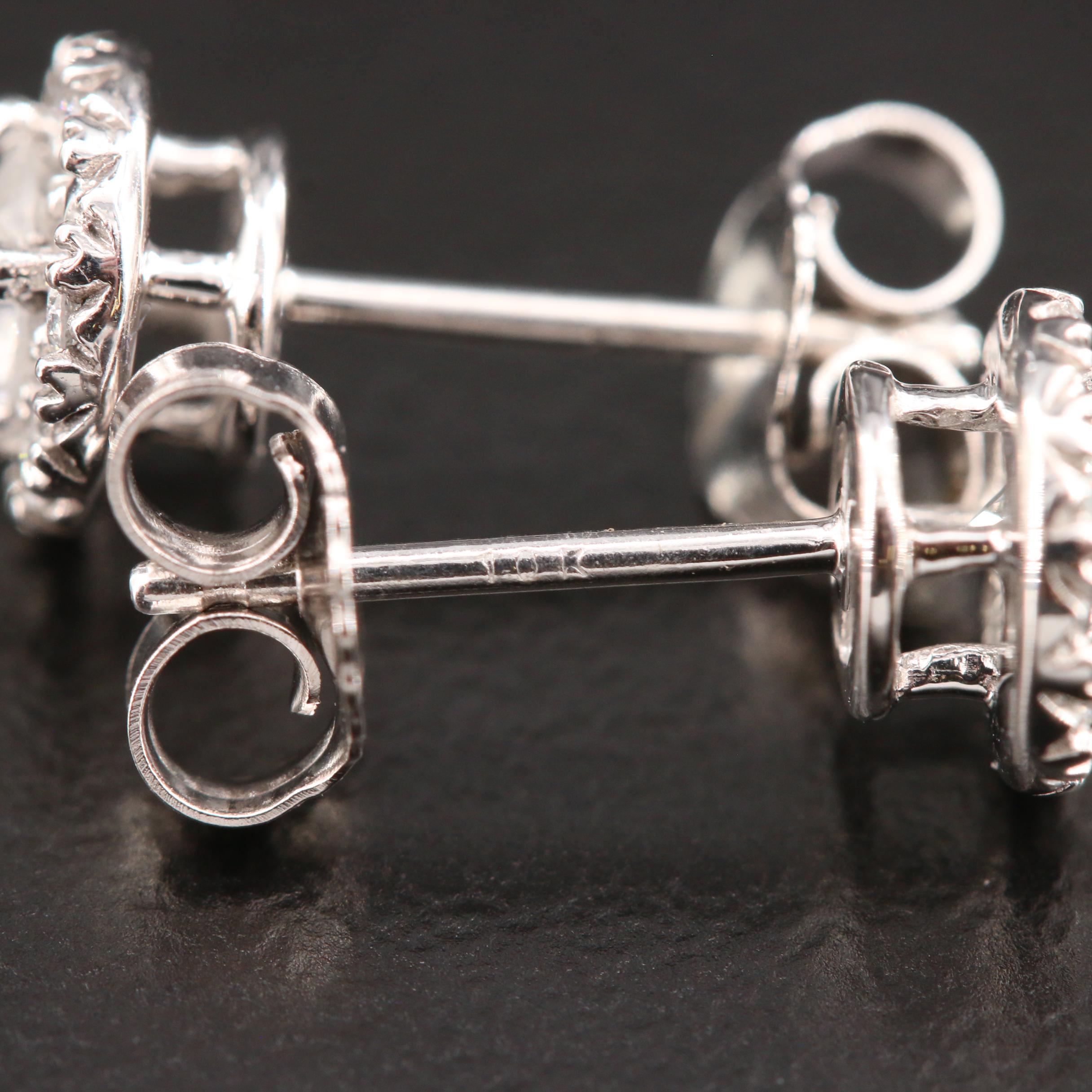 10K White Gold Diamond Stud Earrings
