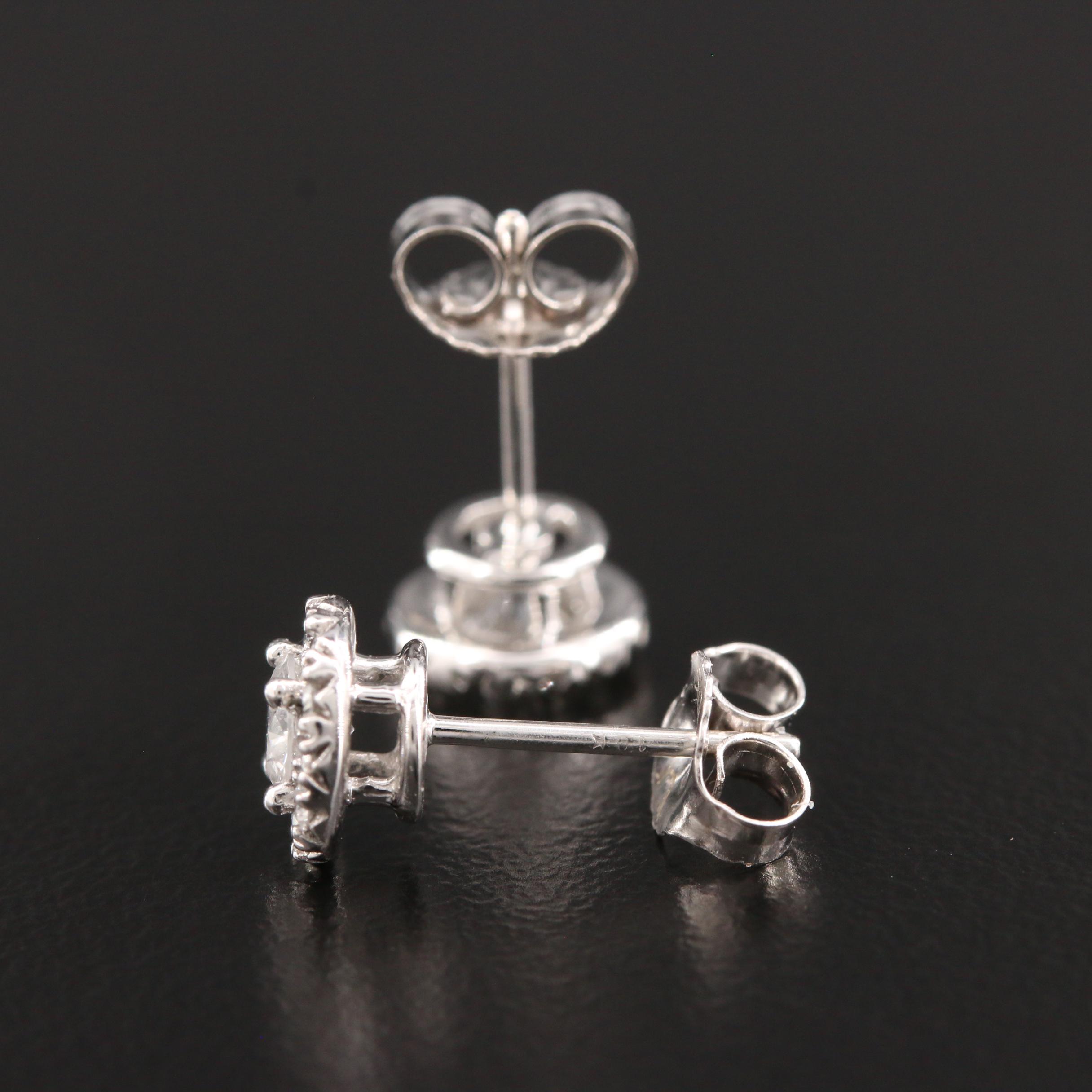 10K White Gold Diamond Stud Earrings