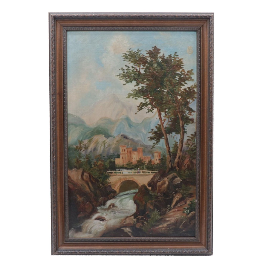Continental Style Landscape Oil Painting, 1893