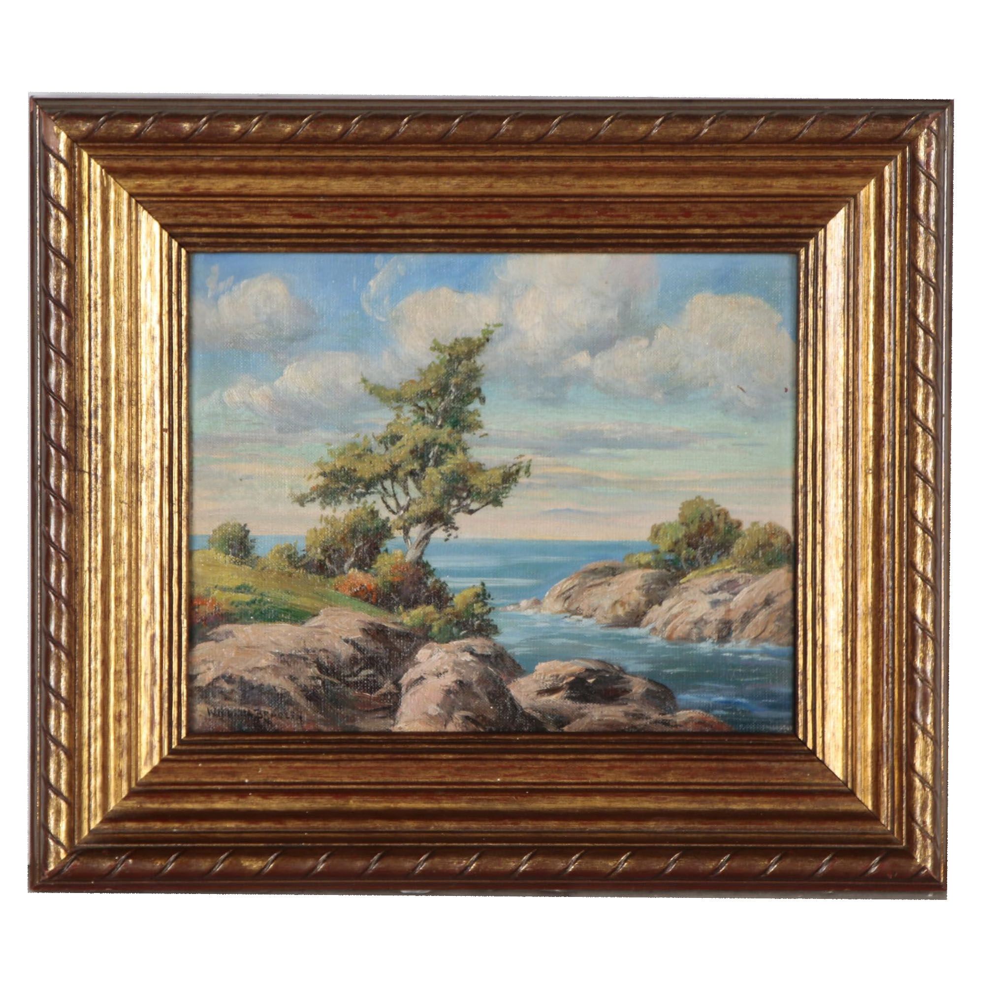 William H. Bradley Oil Painting "Trees on the Cliff", 1950