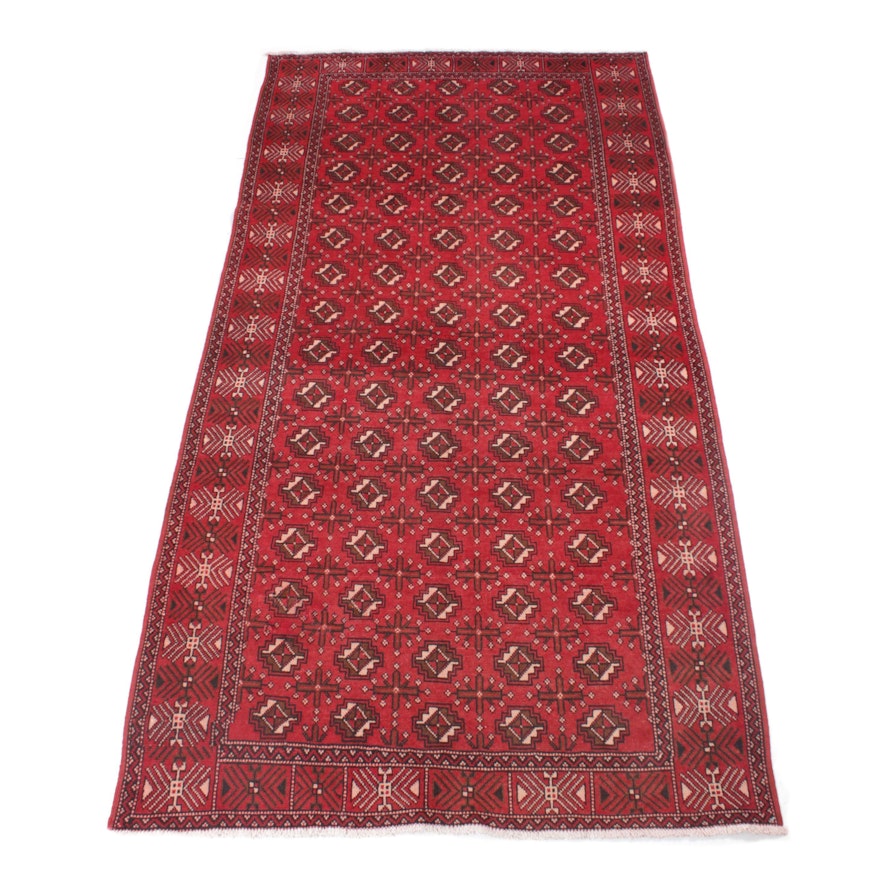4'11 x 9'9 Hand-Knotted Persian Turkoman Rug, 1960s