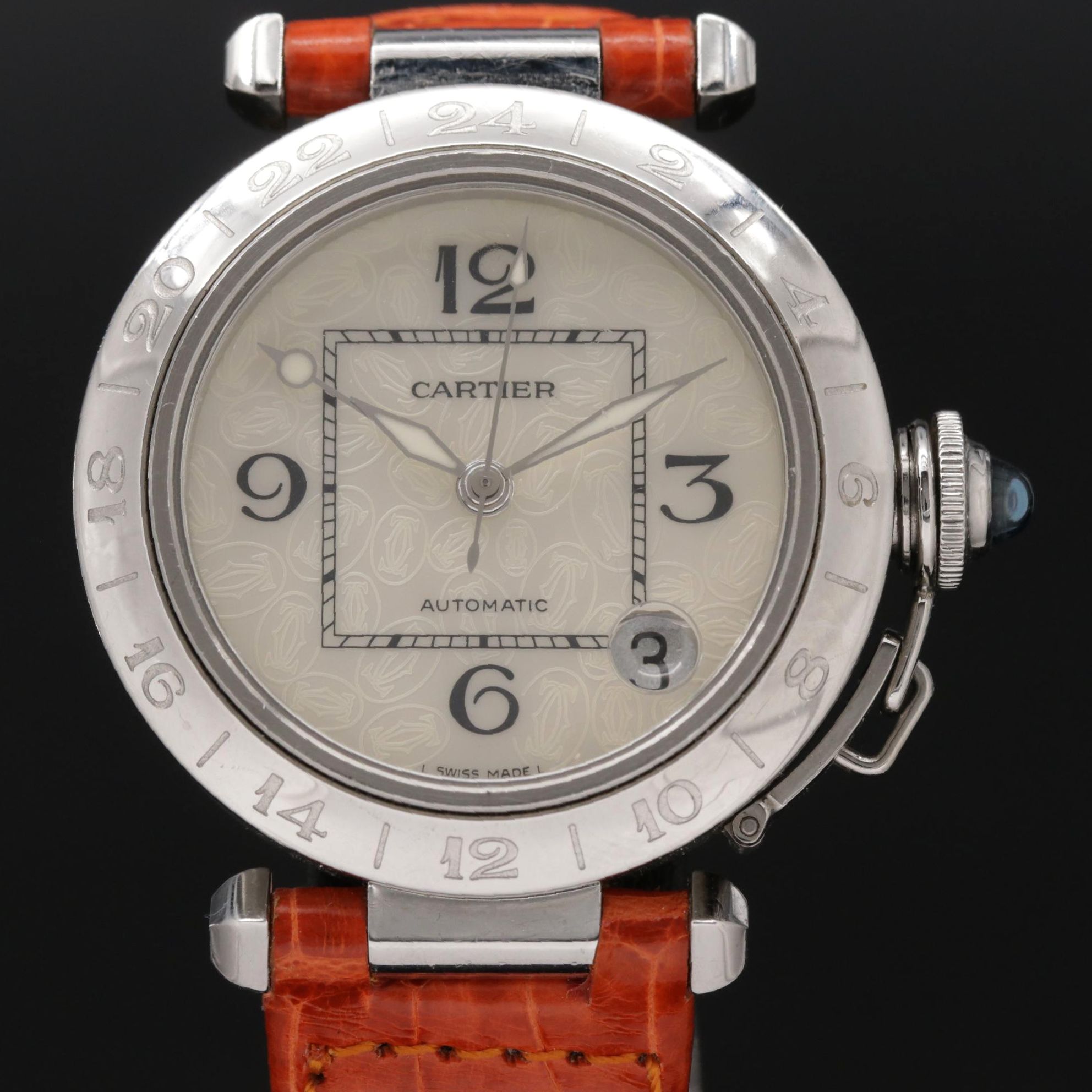 Cartier Pashe GMT Stainless Steel Automatic Watch with Date