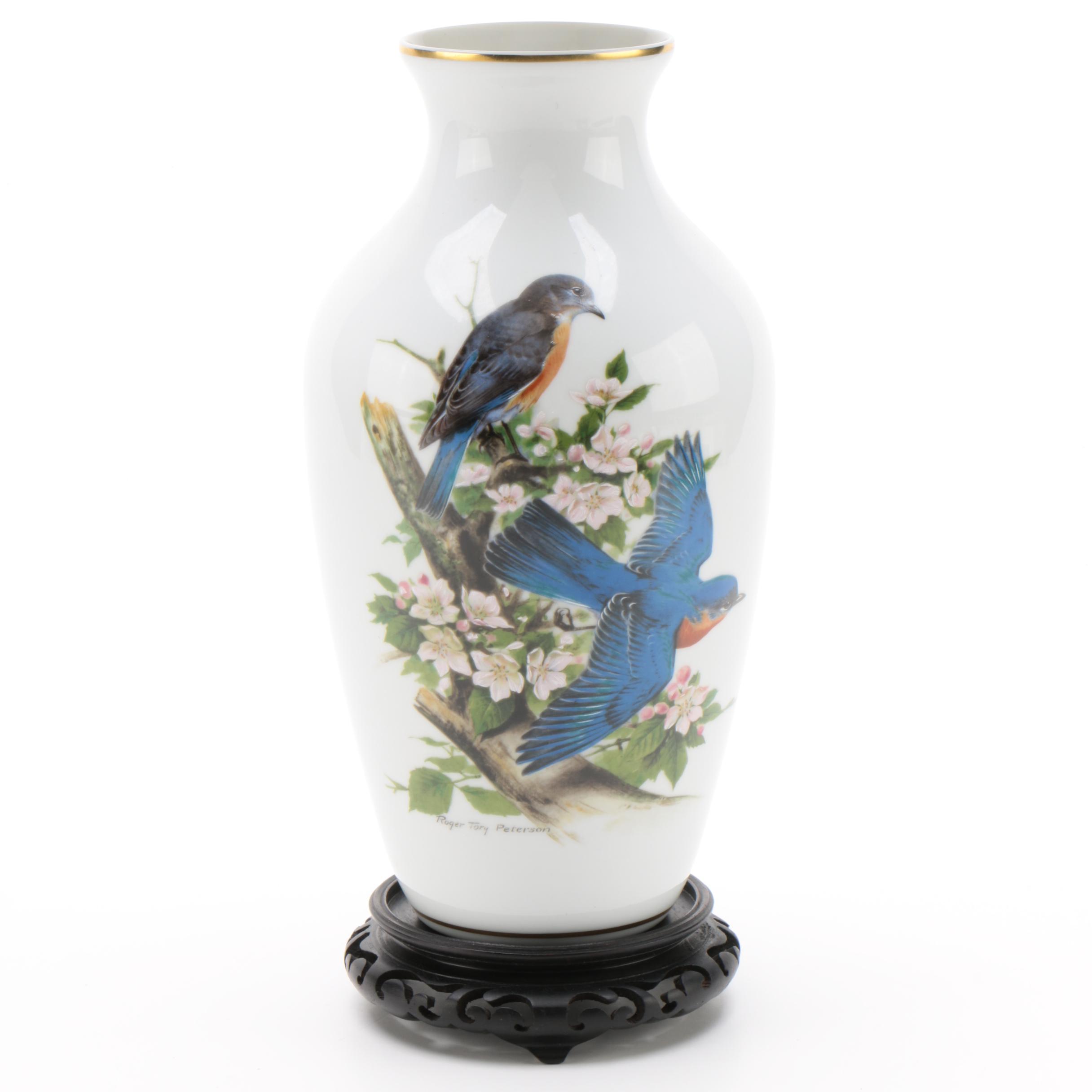 Kaiser for the Danbury Mint "Bluebird" Porcelain Vase with Stand, Late 20th C.