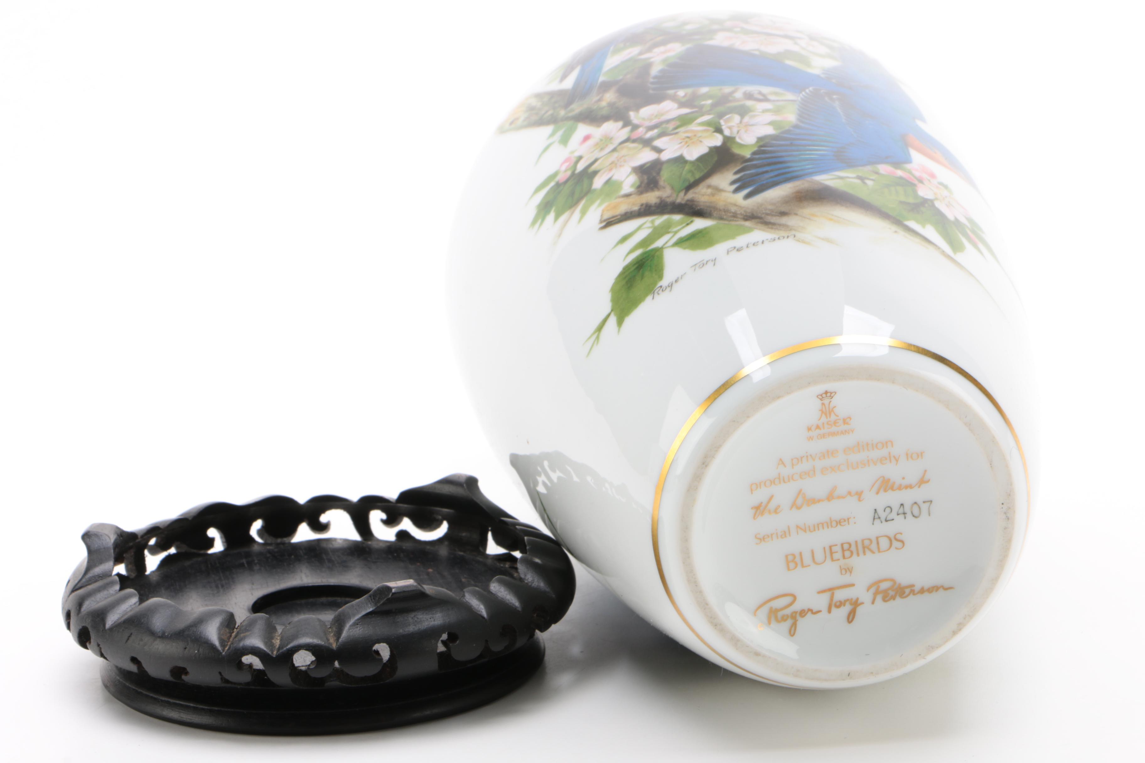 Kaiser for the Danbury Mint "Bluebird" Porcelain Vase with Stand, Late 20th C.