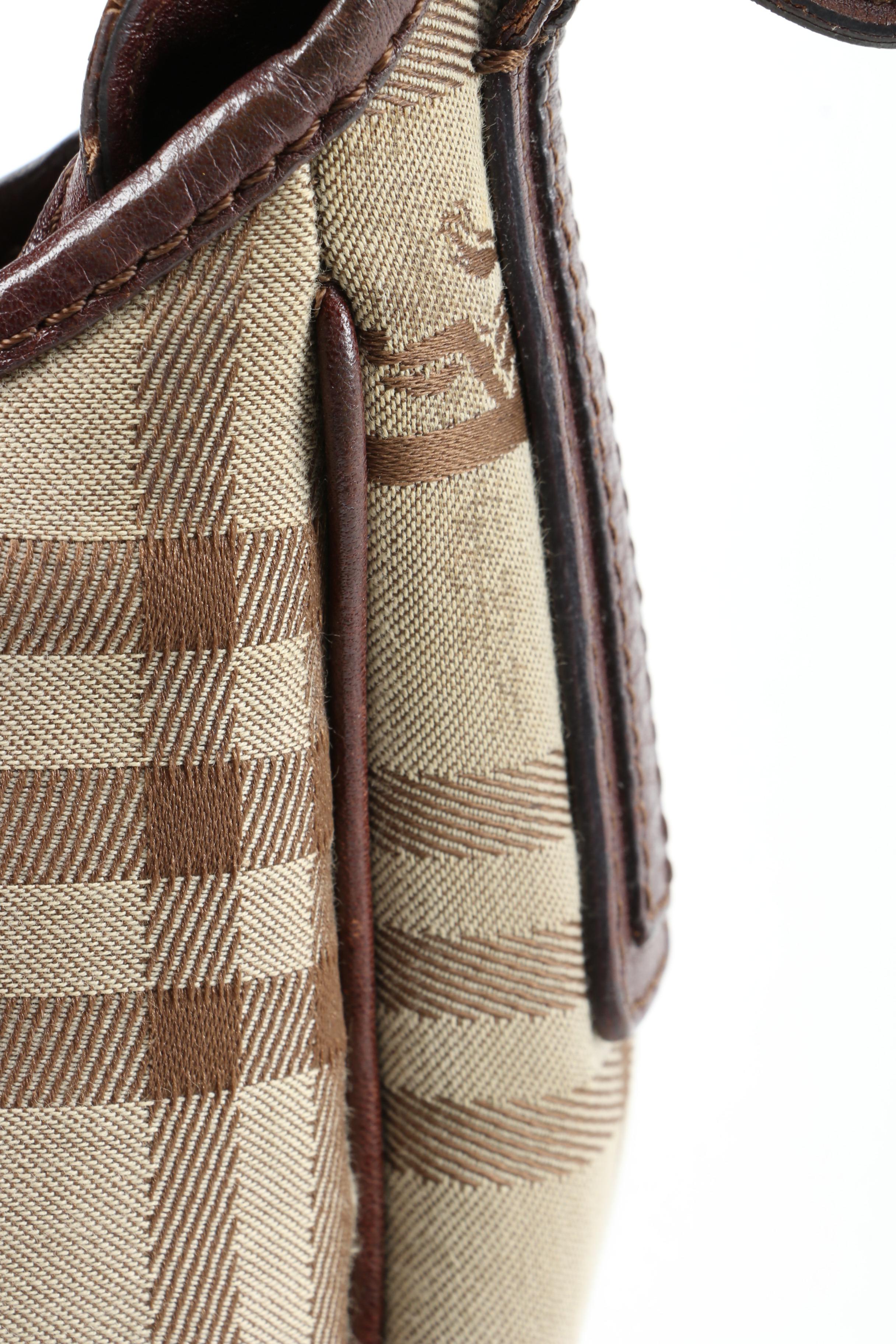 Burberry London "Haymarket Check" Hobo Bag with Brown Leather Trim, Italy