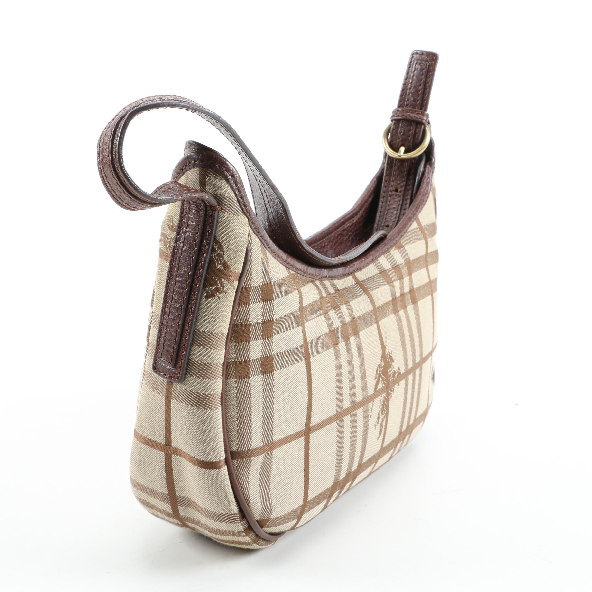 Burberry London "Haymarket Check" Hobo Bag with Brown Leather Trim, Italy