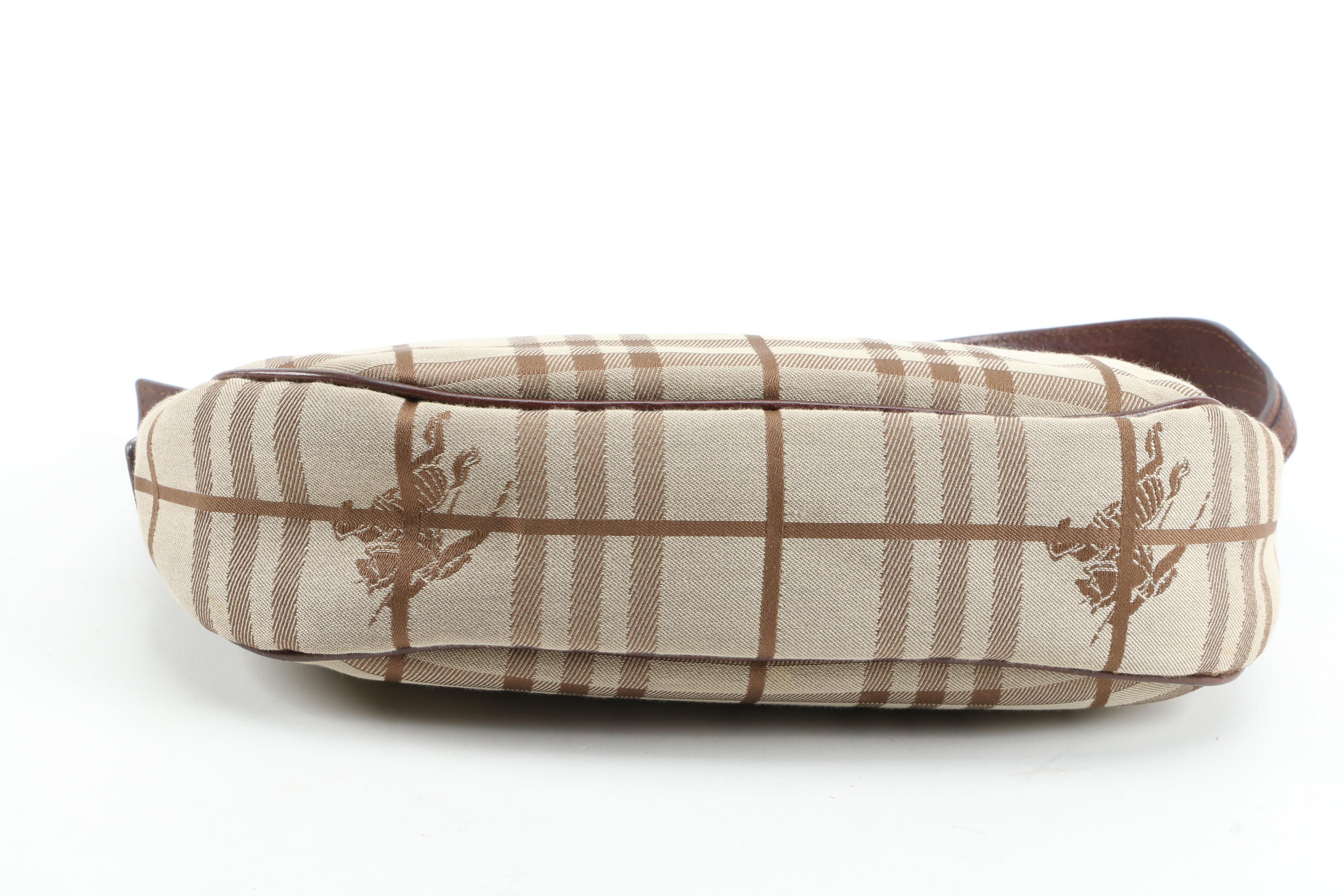 Burberry London "Haymarket Check" Hobo Bag with Brown Leather Trim, Italy