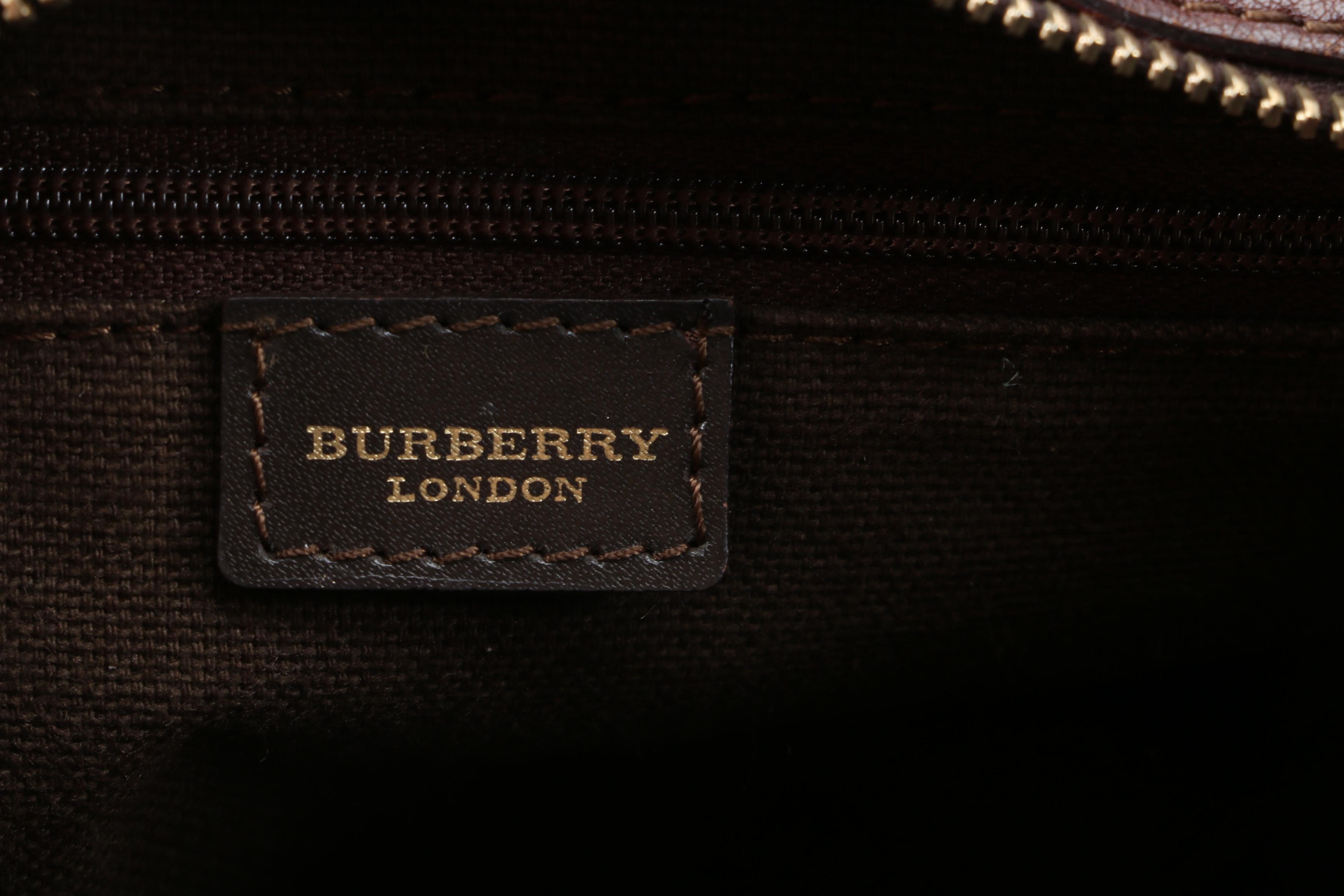 Burberry London "Haymarket Check" Hobo Bag with Brown Leather Trim, Italy