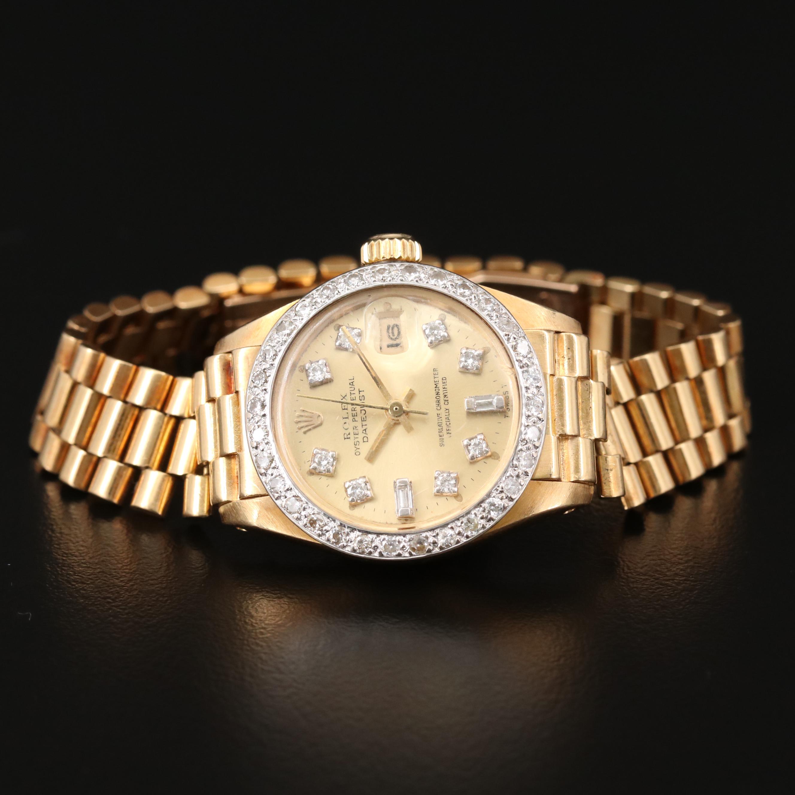 Rolex Datejust 18K Gold and Diamond Automatic Watch, 1982