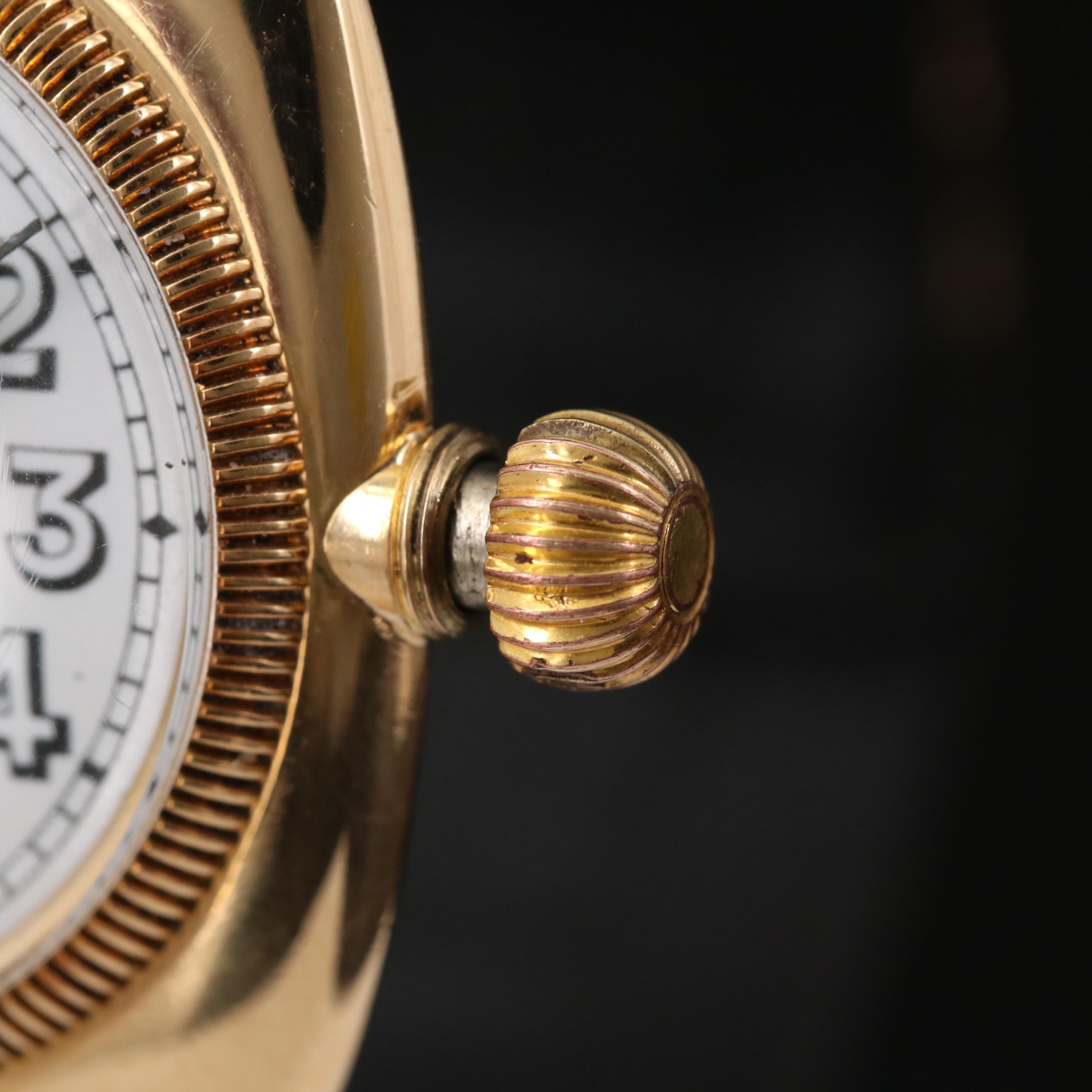 1925 Rolex Cushion Oyster 18K Gold Stem Wind Watch