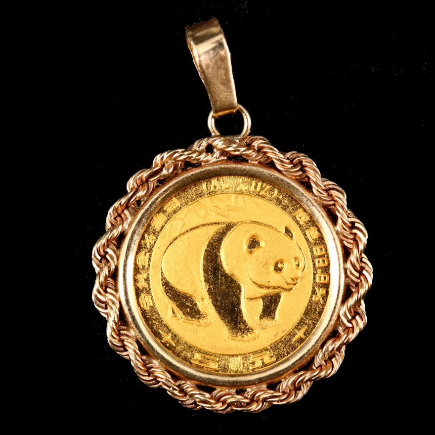 1983 China 5-Yuan Gold Panda Bullion Coin in a 14K Bezel
