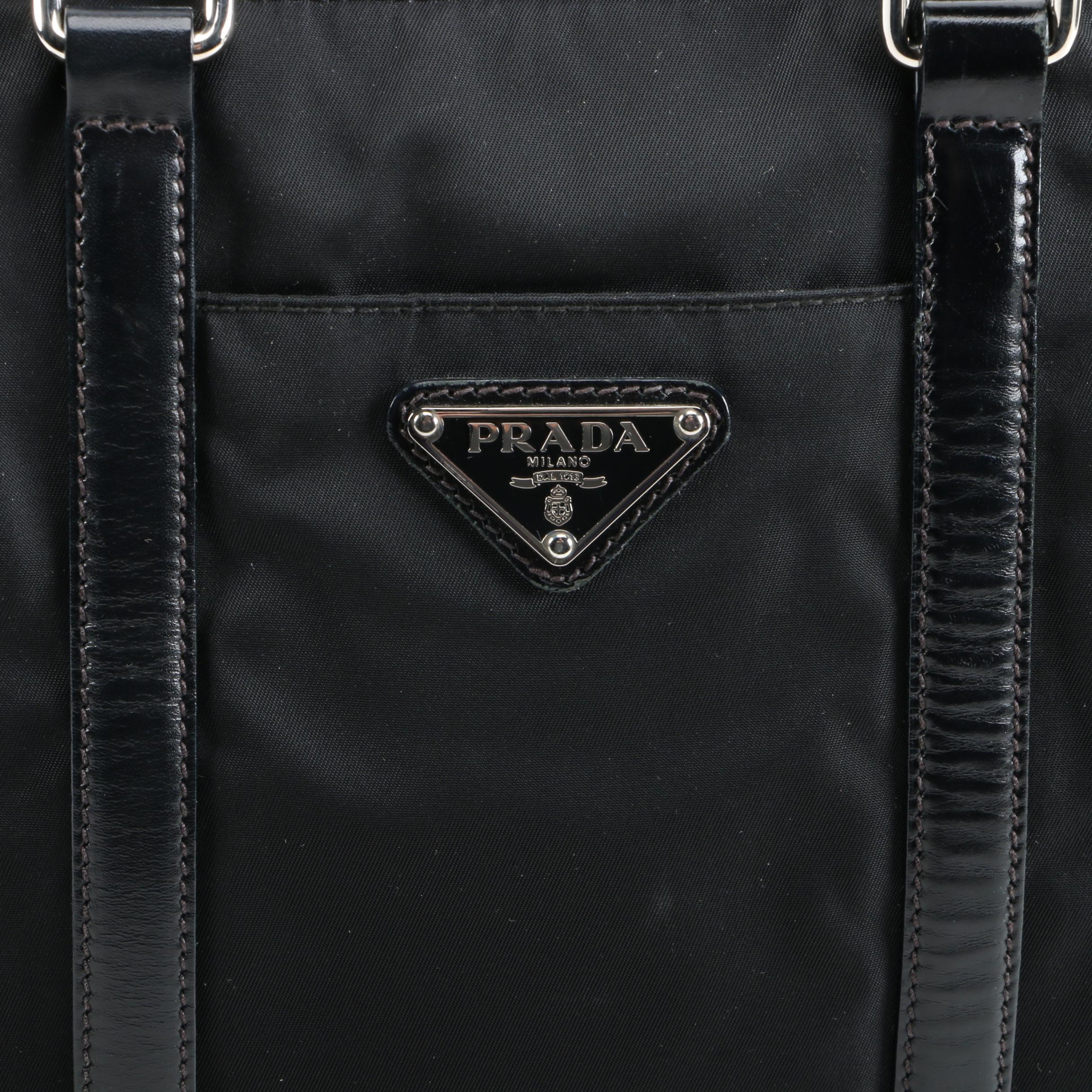 Prada Two-Way Bag in Black Nylon and Leather
