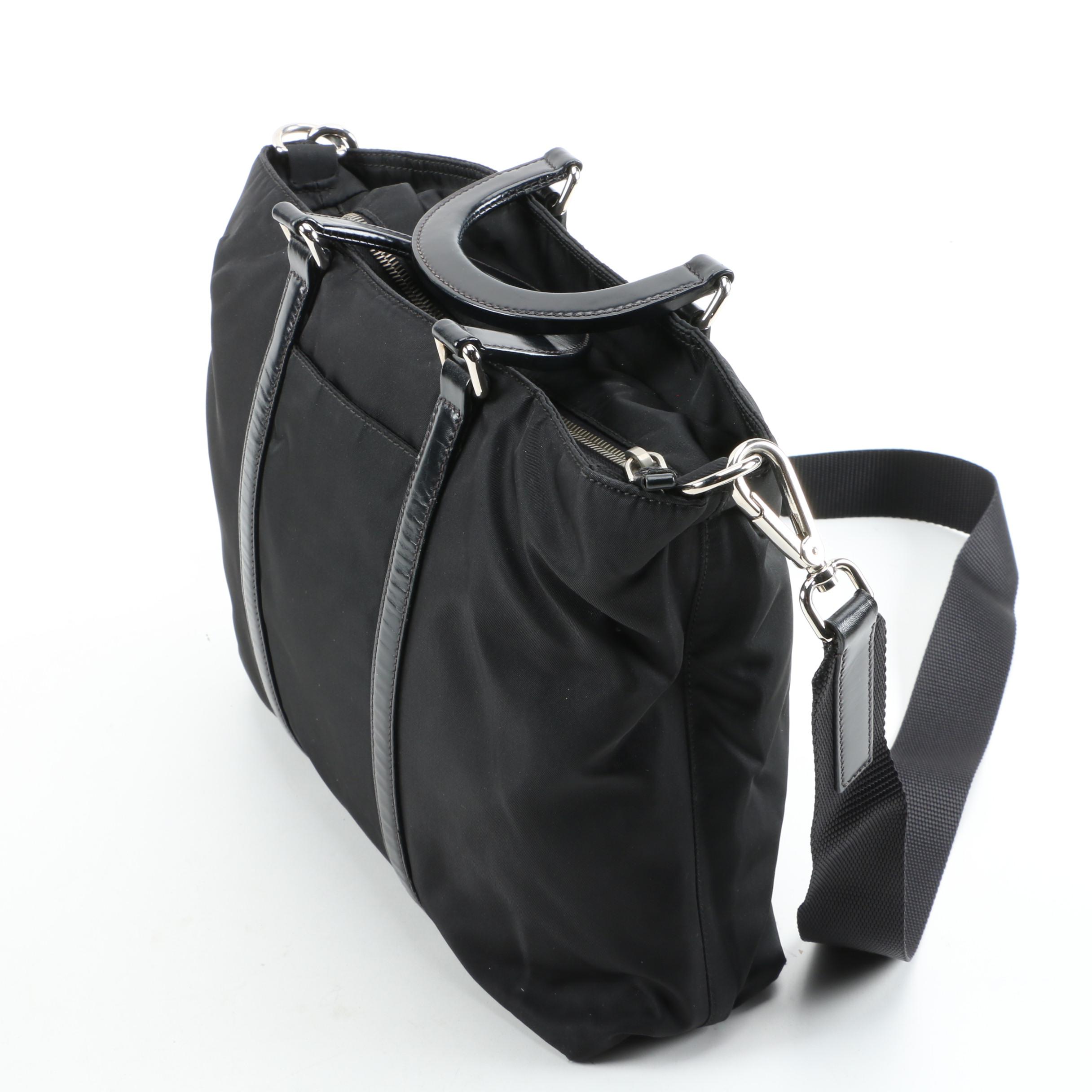 Prada Two-Way Bag in Black Nylon and Leather
