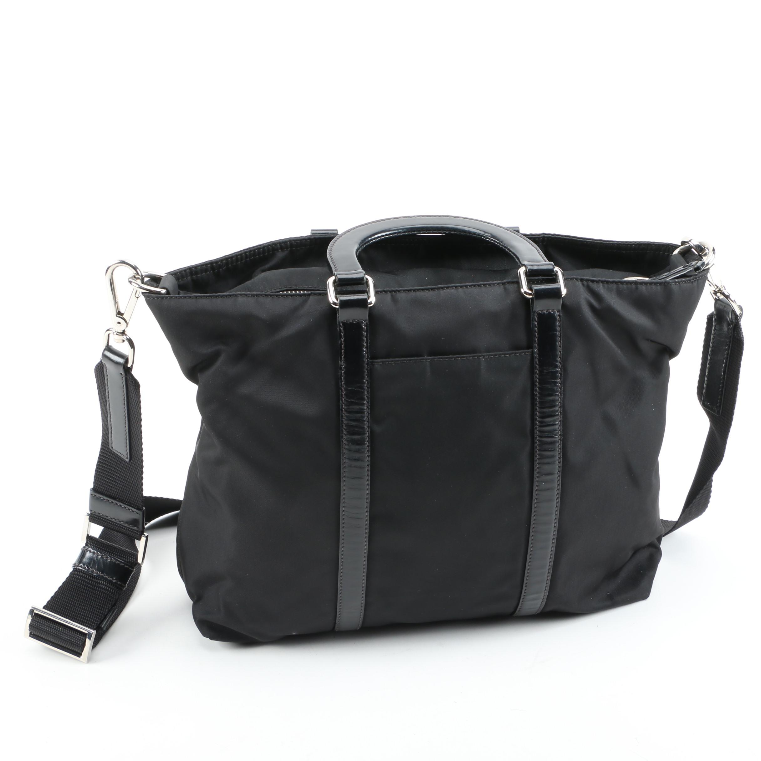 Prada Two-Way Bag in Black Nylon and Leather
