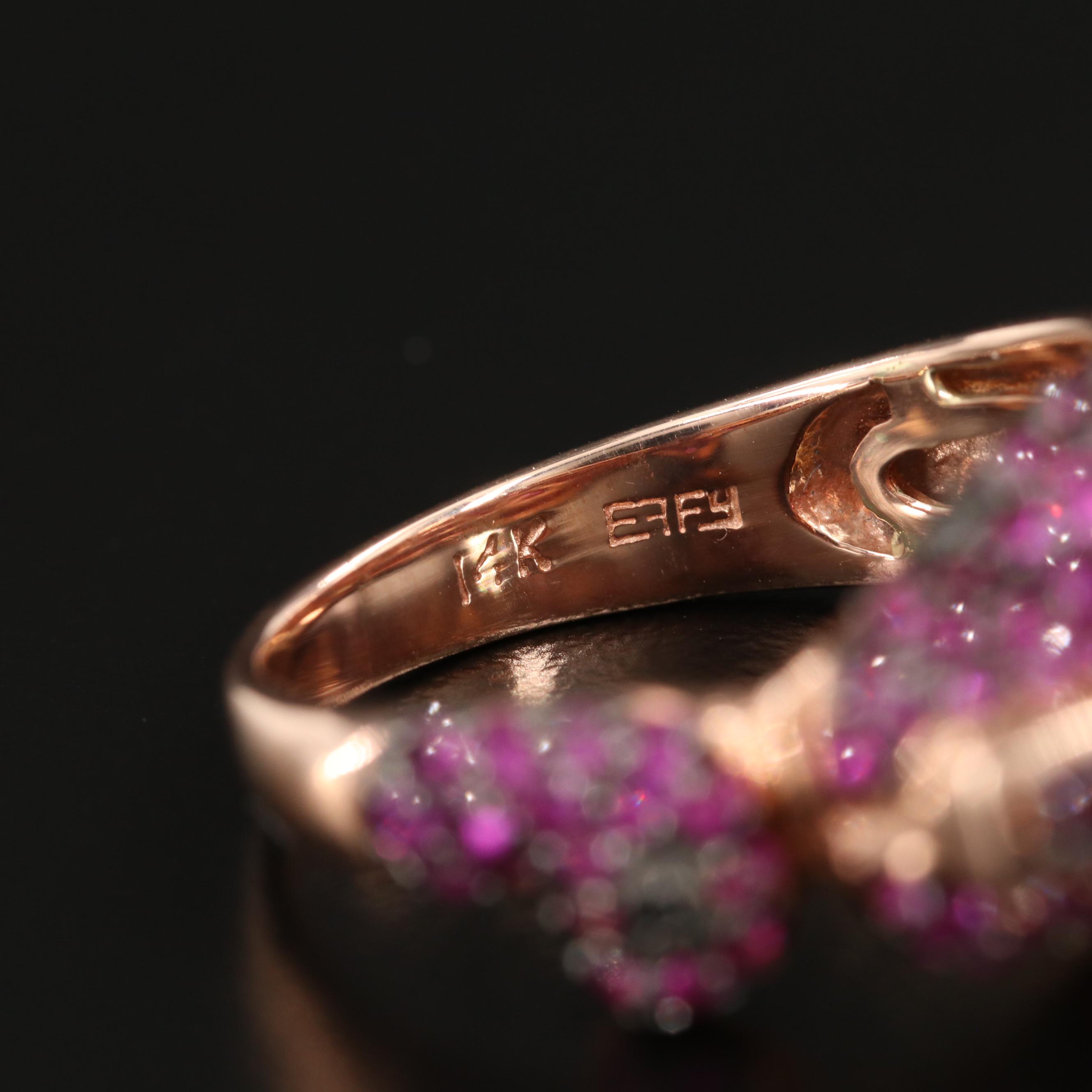 EFFY 14K Rose Gold Ruby, Black Diamond and Emerald Panther Ring