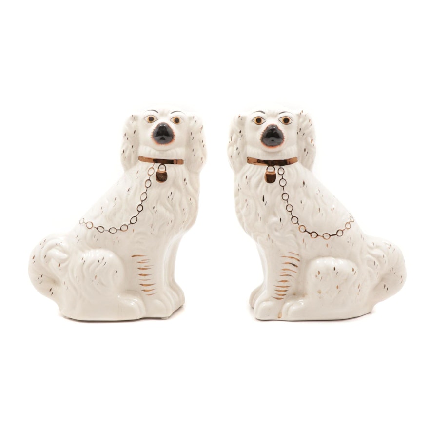 Staffordshire Style Ceramic Spaniel Figurines, Early 20th Century