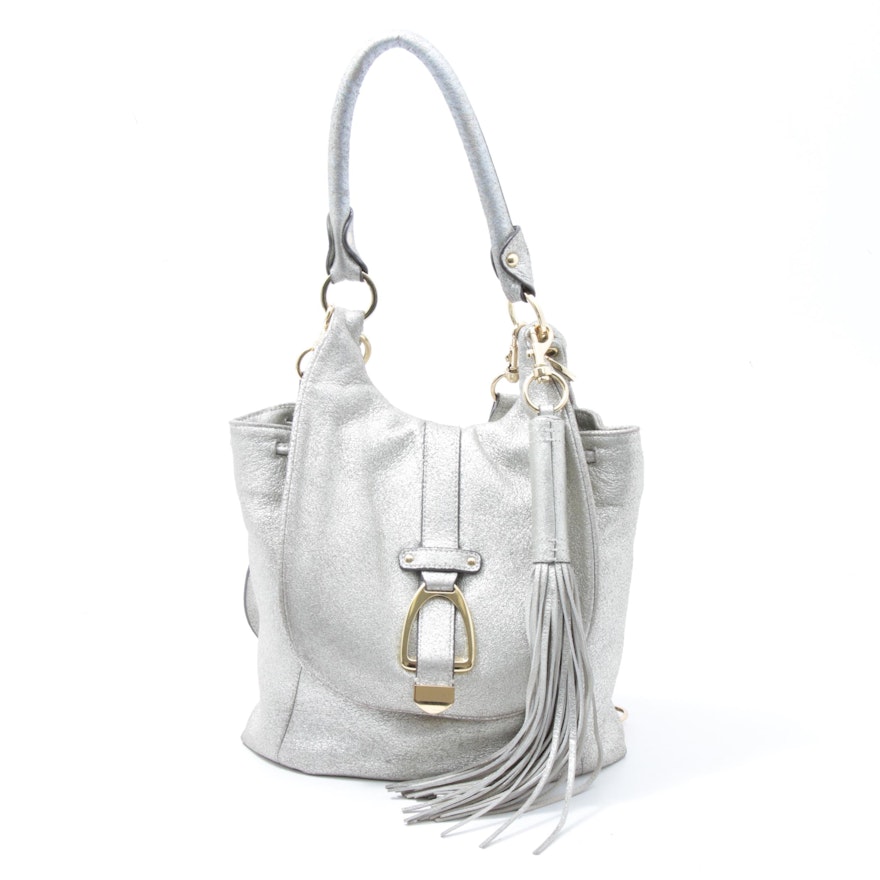 G.I.L.I. Got It Love It Metallic Silver Leather Convertible Backpack with Tassel