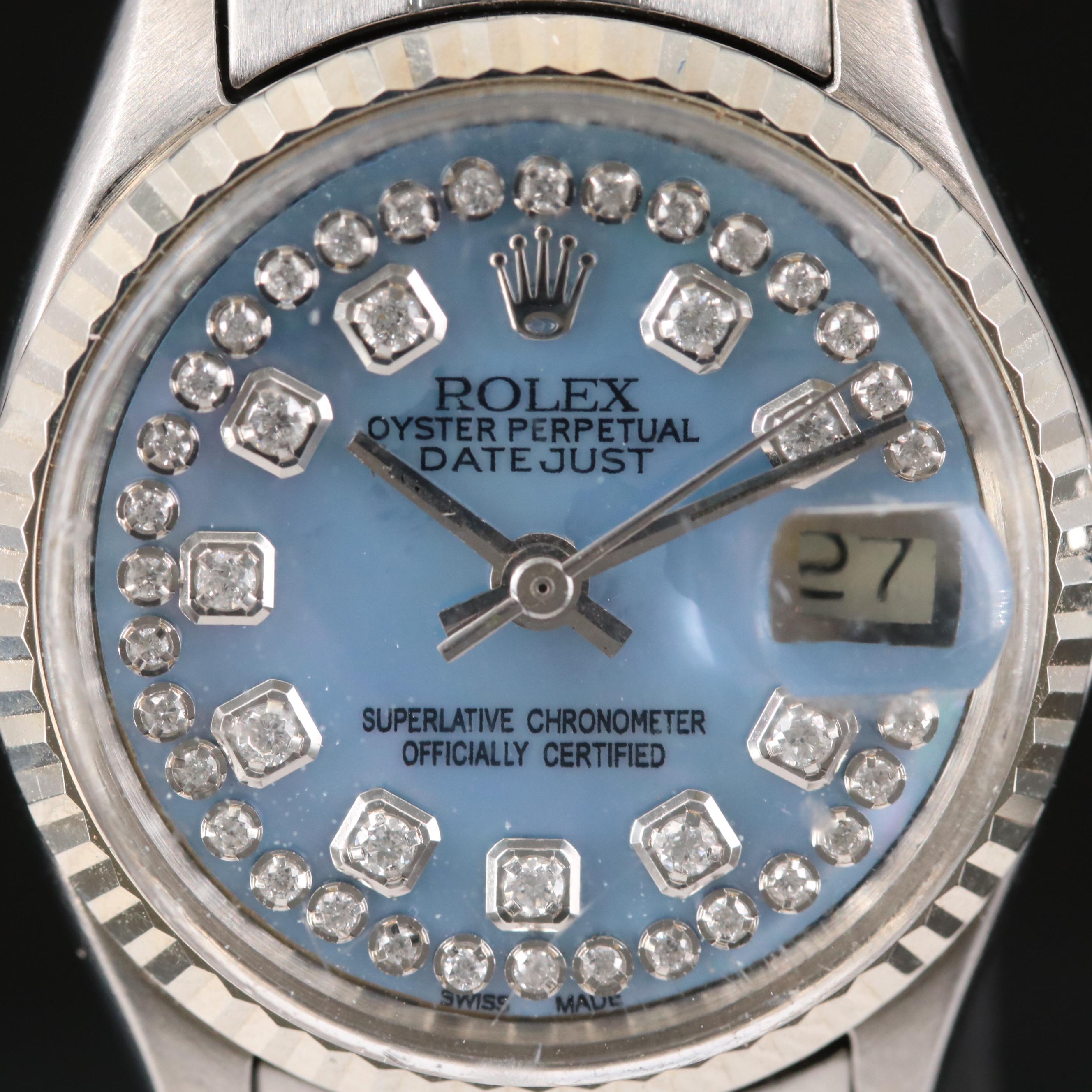 Rolex Datejust Stainless Steel and 14K Gold Diamond Dial Watch, 1967