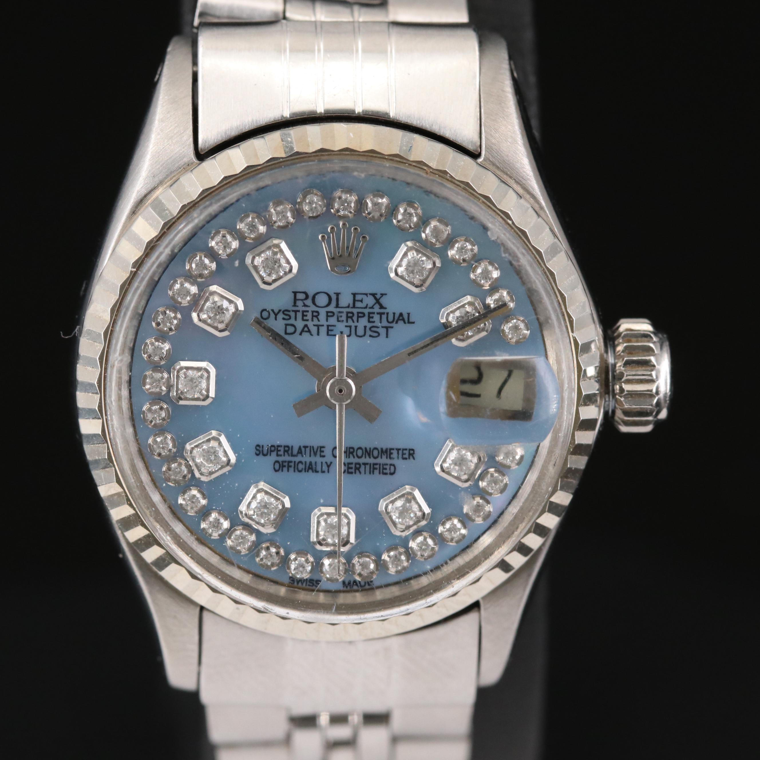 Rolex Datejust Stainless Steel and 14K Gold Diamond Dial Watch, 1967