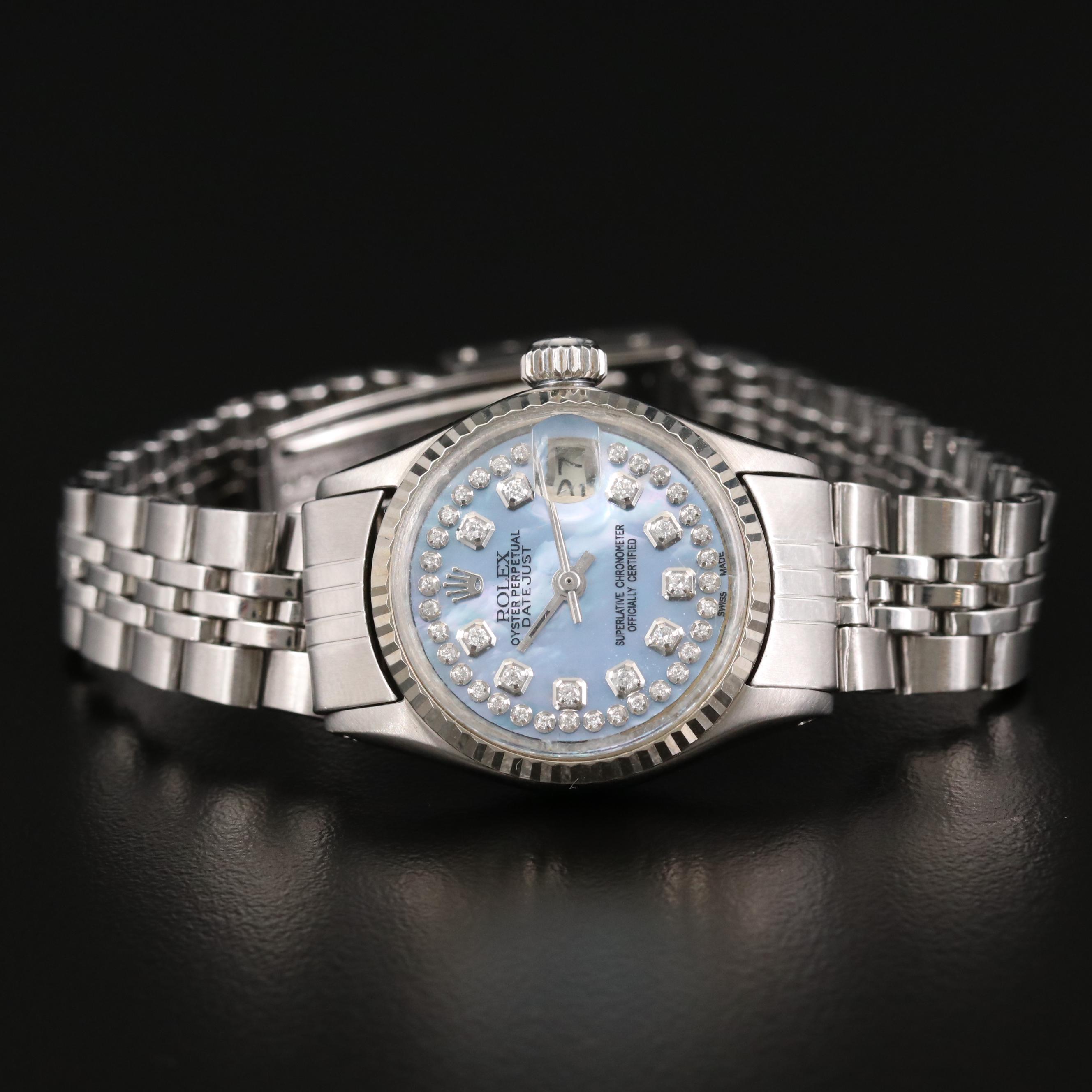 Rolex Datejust Stainless Steel and 14K Gold Diamond Dial Watch, 1967